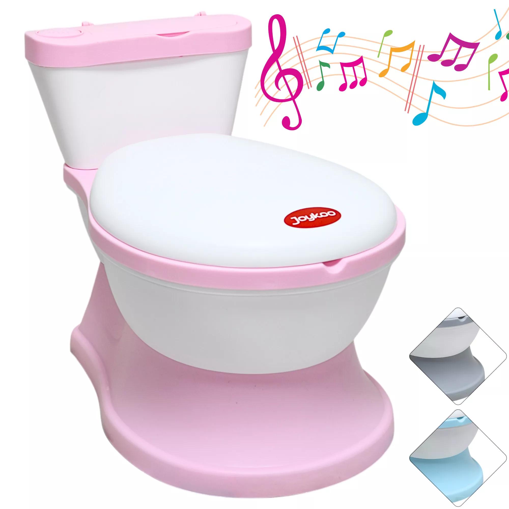 Baño Entrenador para Niños Sonido de Descarga Asiento Acolchado Antisalpicaduras Antideslizante Diseño Realista Rosa