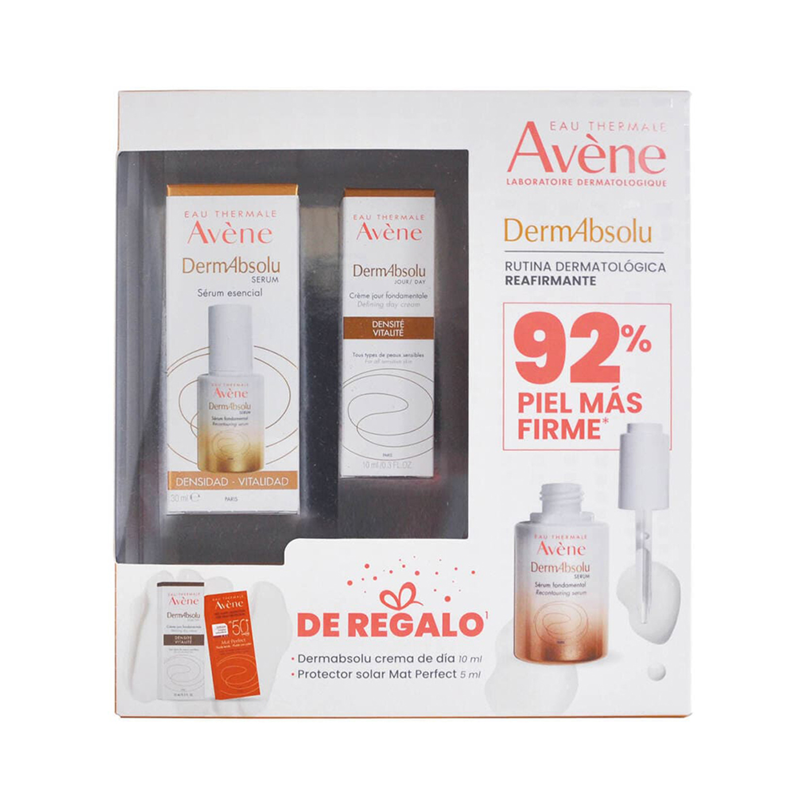 Avene Dermabsolu Suero 30ml + Dermabsolu Crema de d&iacute;a 10ml + Protector Solar Mat Perfect 50FPS