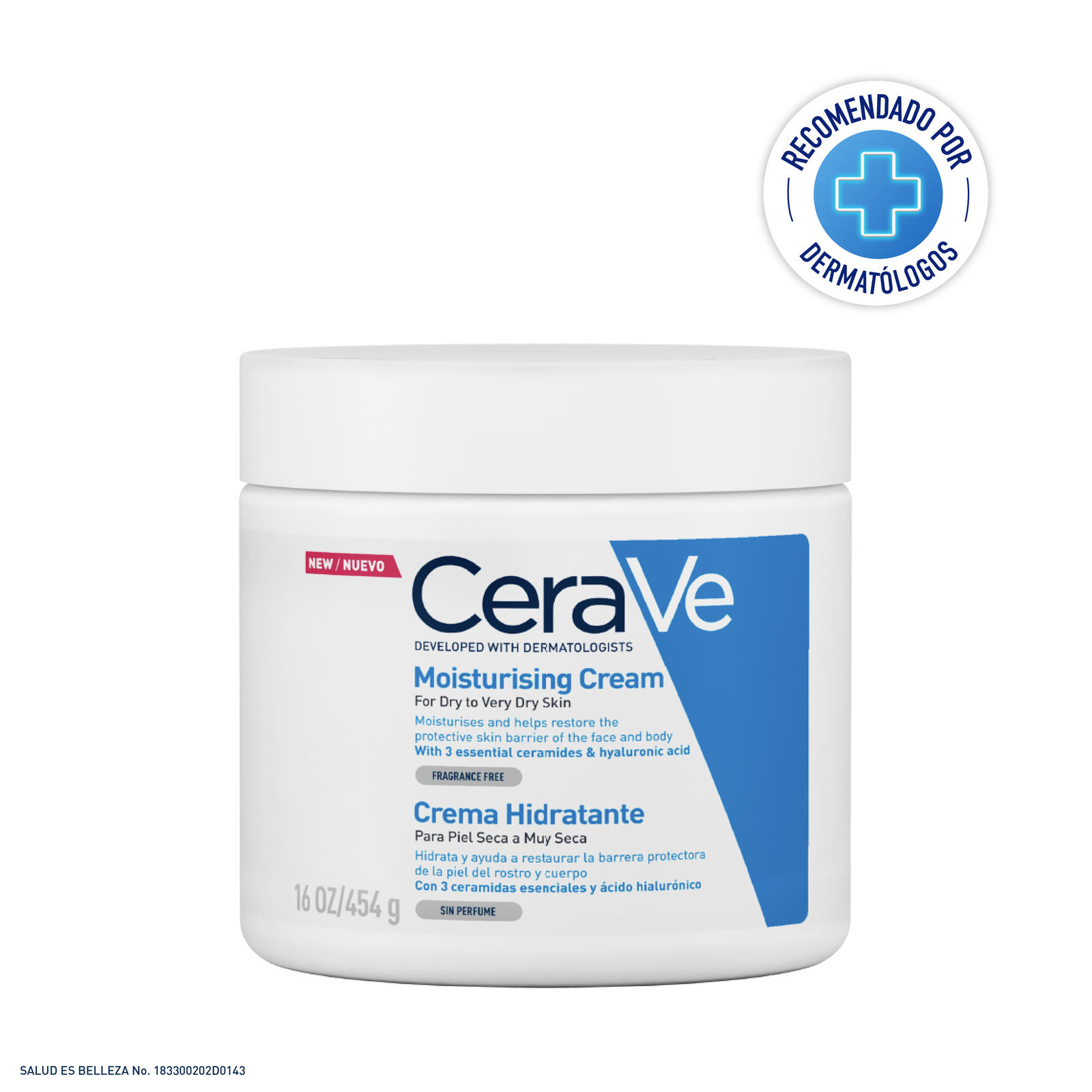 Cerave Crema Hidratante Diaria de Rostro y Cuerpo para Piel Seca 454 gr