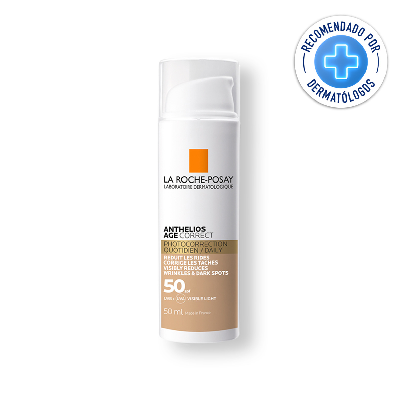 Protector Solar Facial con Color Antiarrugas FPS 50+ La Roche Posay Anthelios Age Correct 50 ml