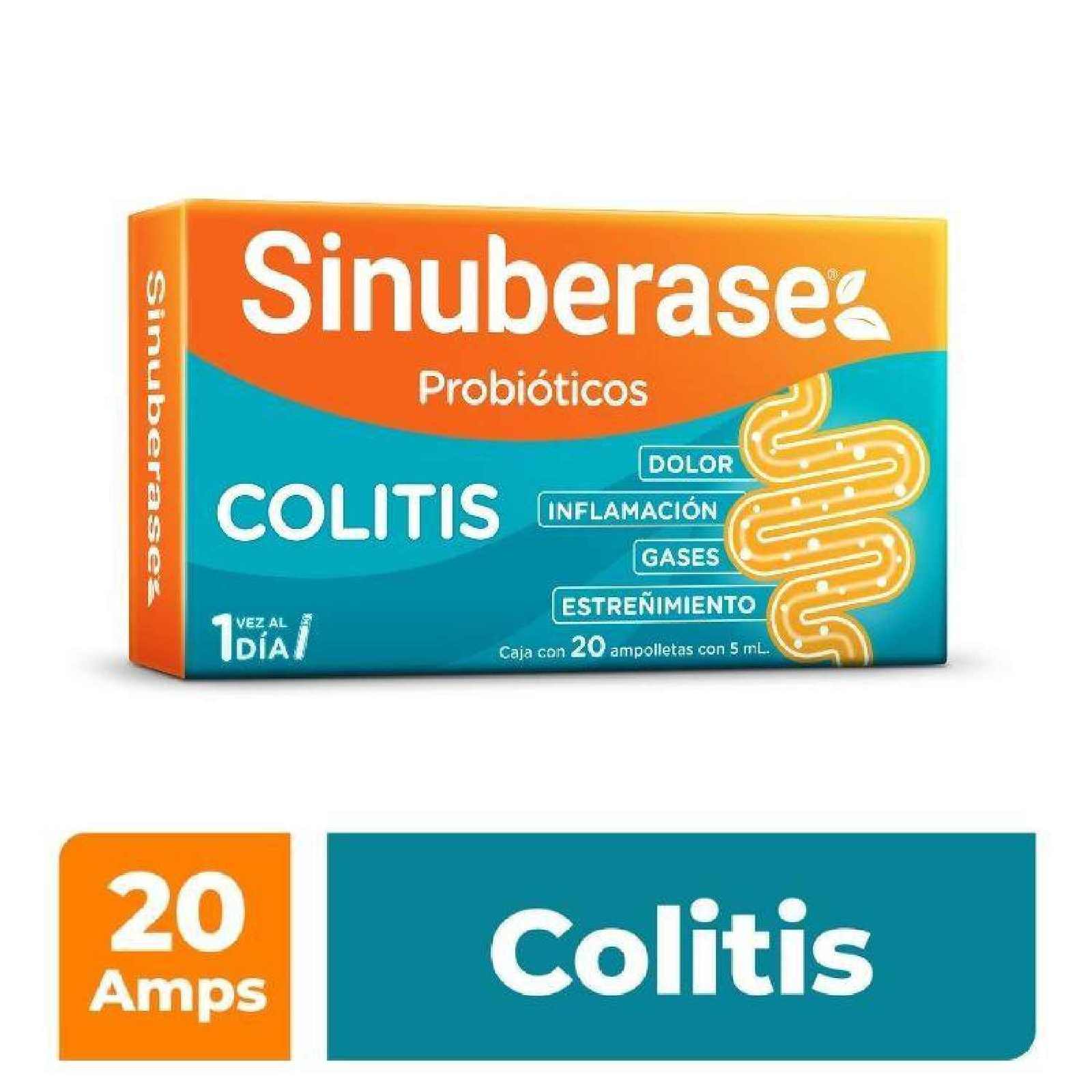Sinuberase Probióticos en Suspensión Bacillus Clausii 4 Billones UFC 20 Ampolletas de 5 ml. Alivio Prolongado Desde la Raíz para la Colitis