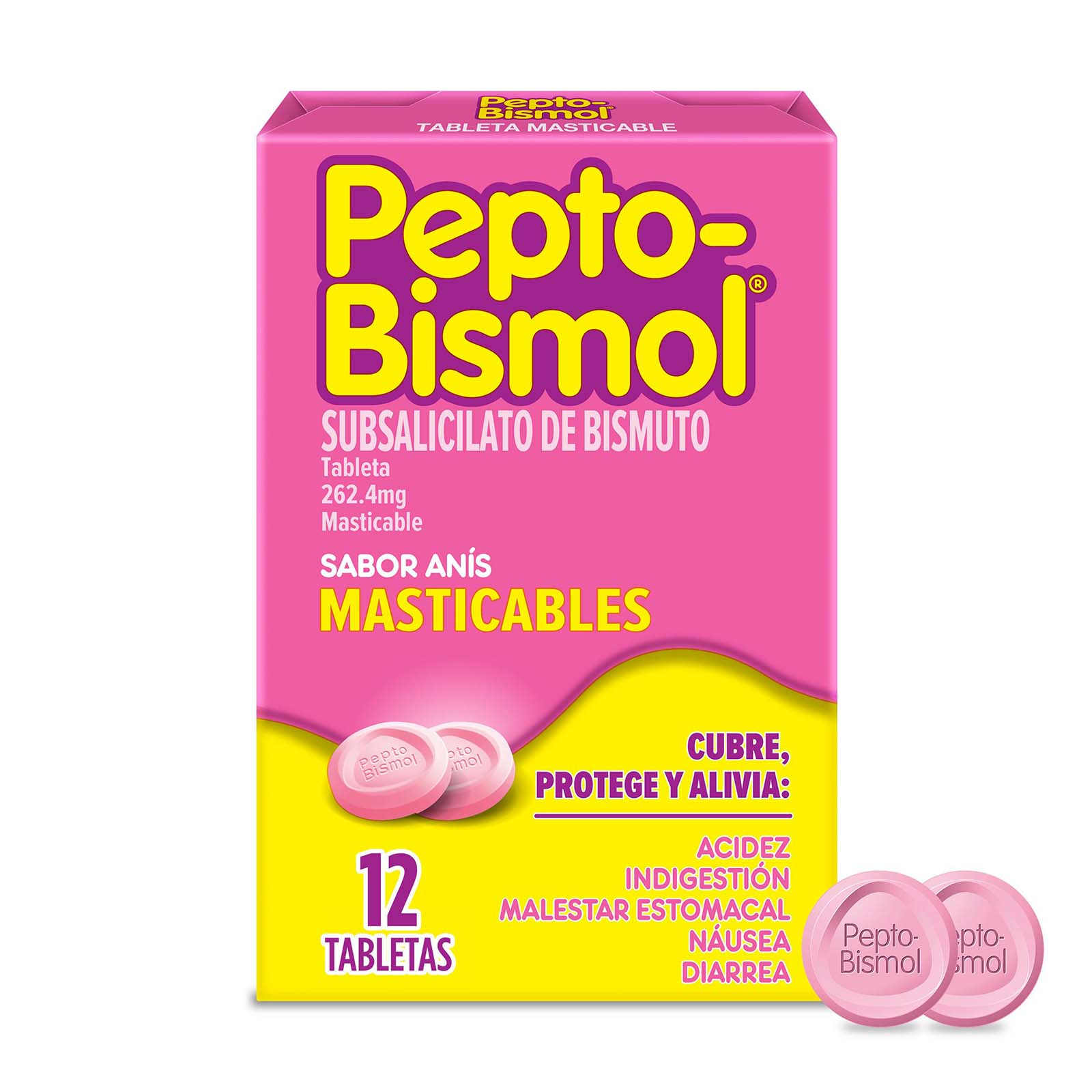 Farmacias del Ahorro | Pepto Bismol oral 12 tabletas | Tienda en línea a todo México