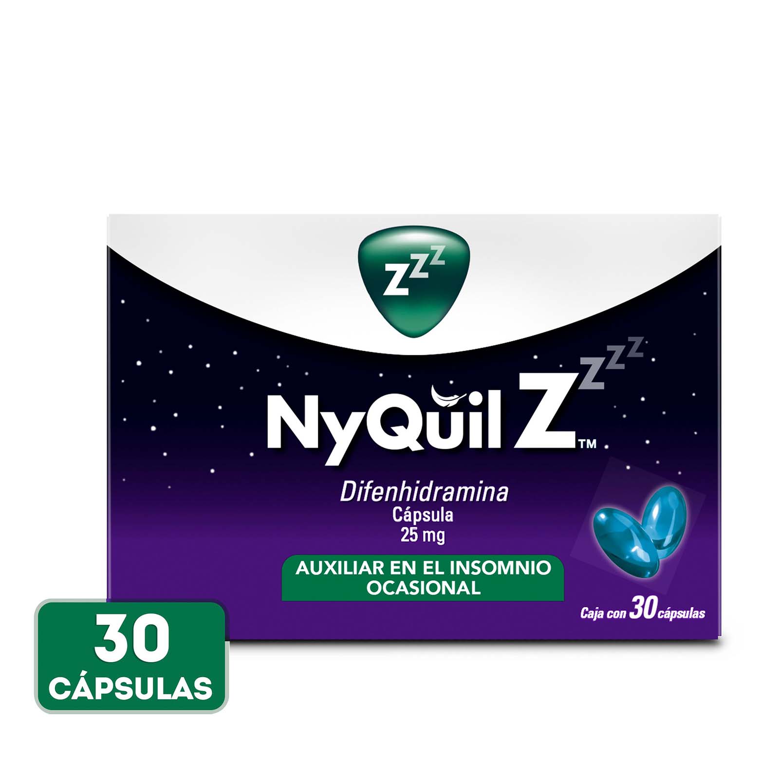NyQuil Z Auxiliar en el insomnio ocasional con Difenhidramina 30 cápsulas