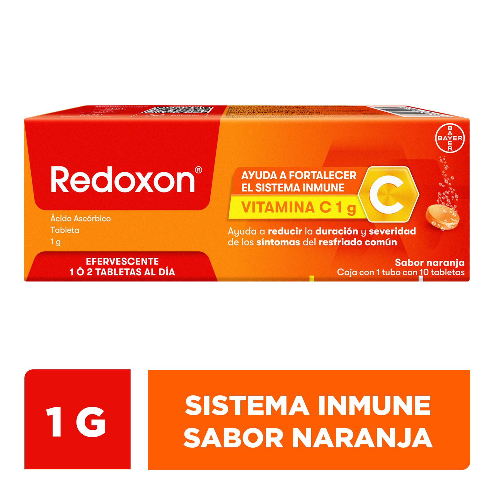 Redoxon Vitamina C Tubo con 10 Tabletas Efervescentes Sabor Naranja