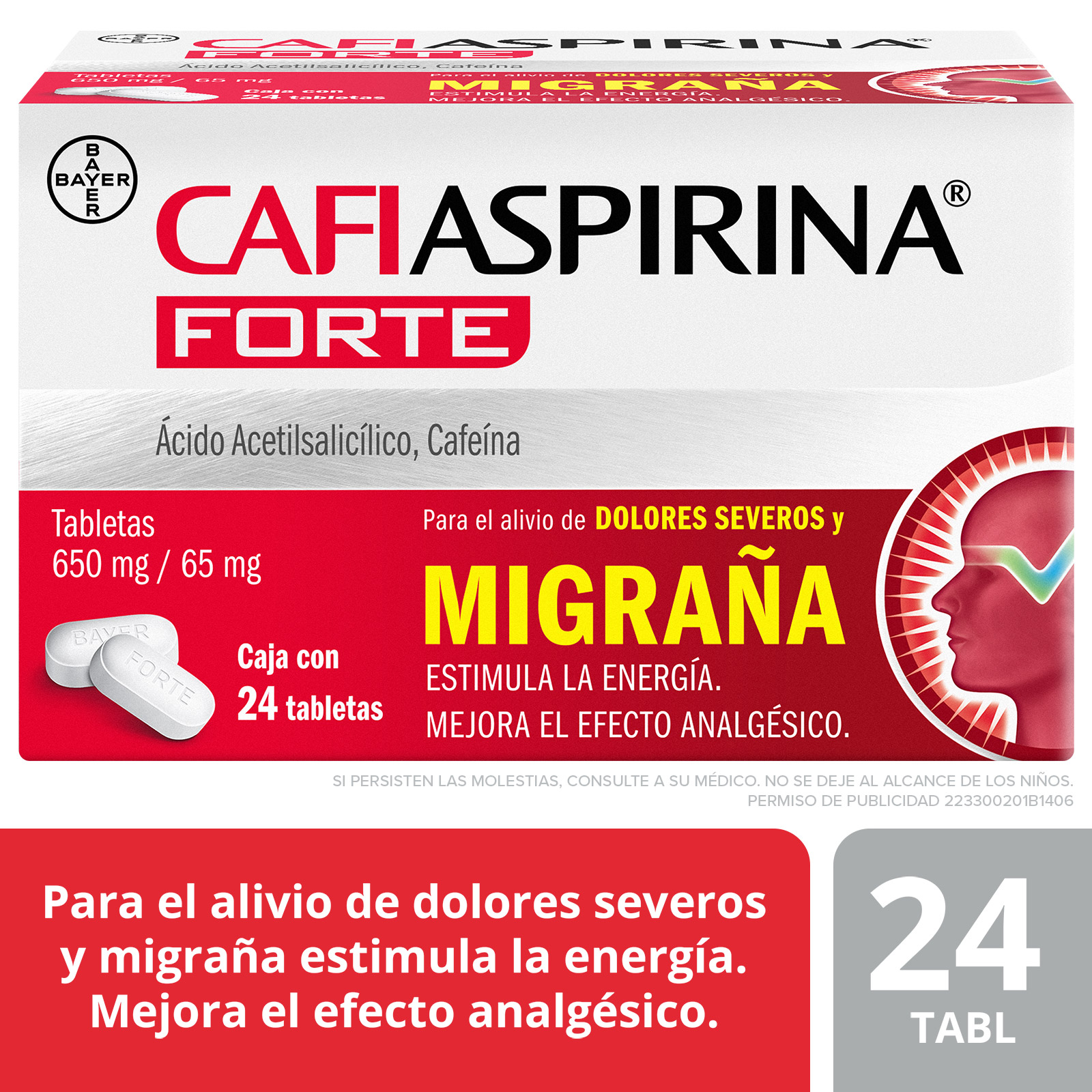 Cafiaspirina forte analgã©sico 24 tabletas
