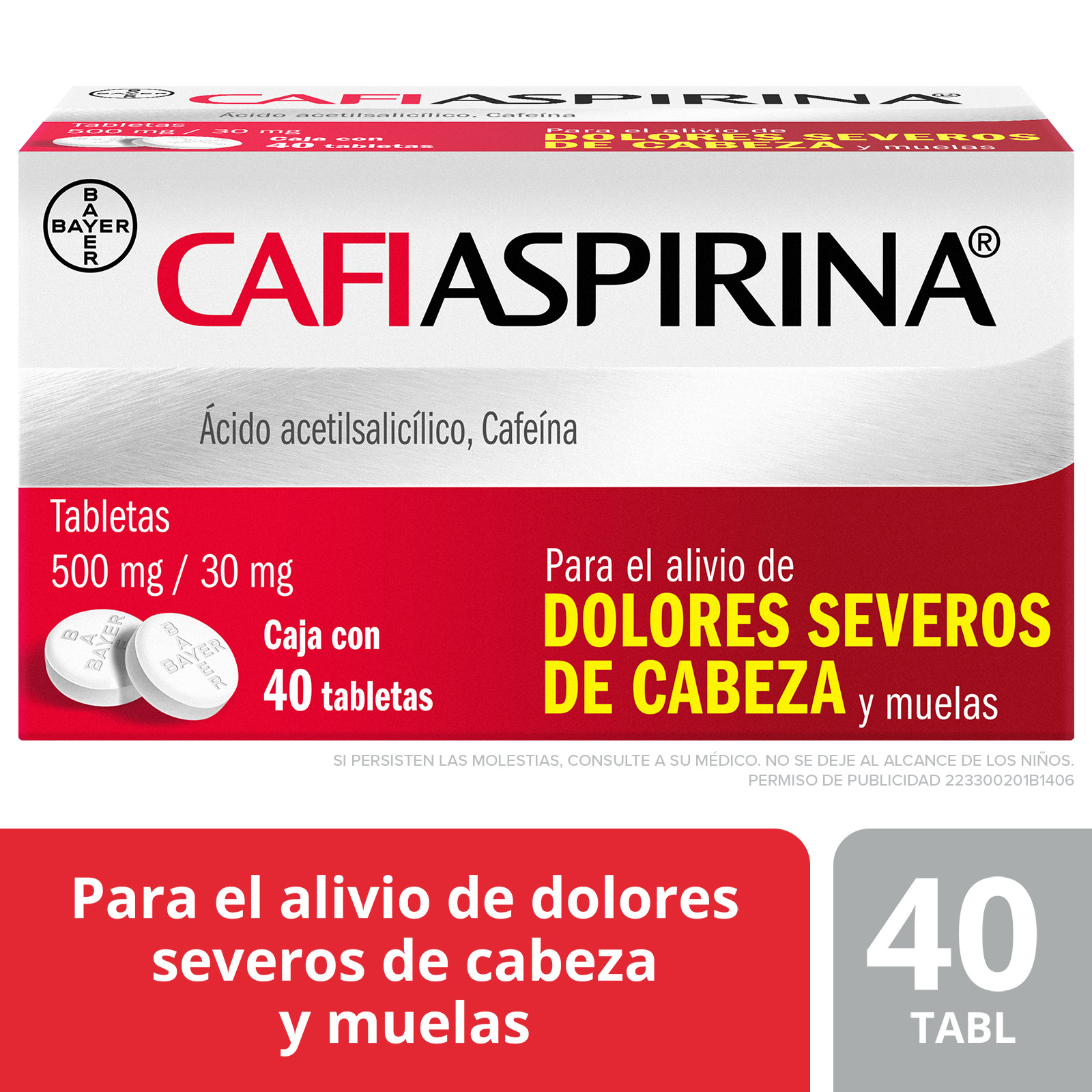 Cafiaspirina analgã©sico 40 tabletas
