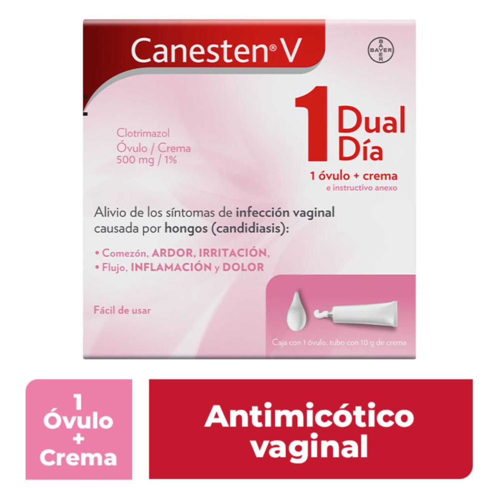 Canesten V Dual Infecciones Vaginales Clotrimazol 1 Crema 1 Óvulo