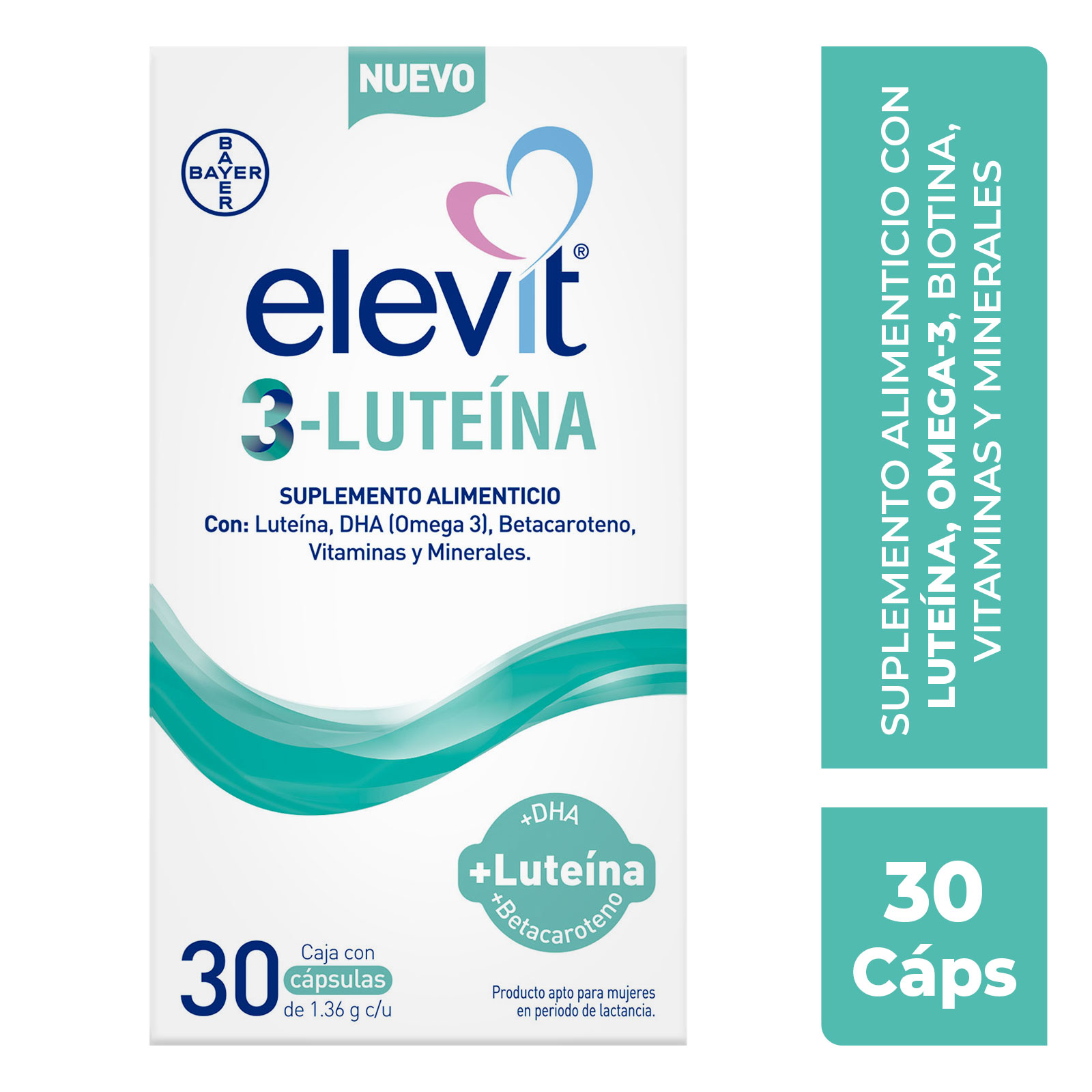 Elevit 3 Luteina Suplemento Alimenticio Para Mujeres En Periodo De Lactancia Caja con 30 Comprimidos