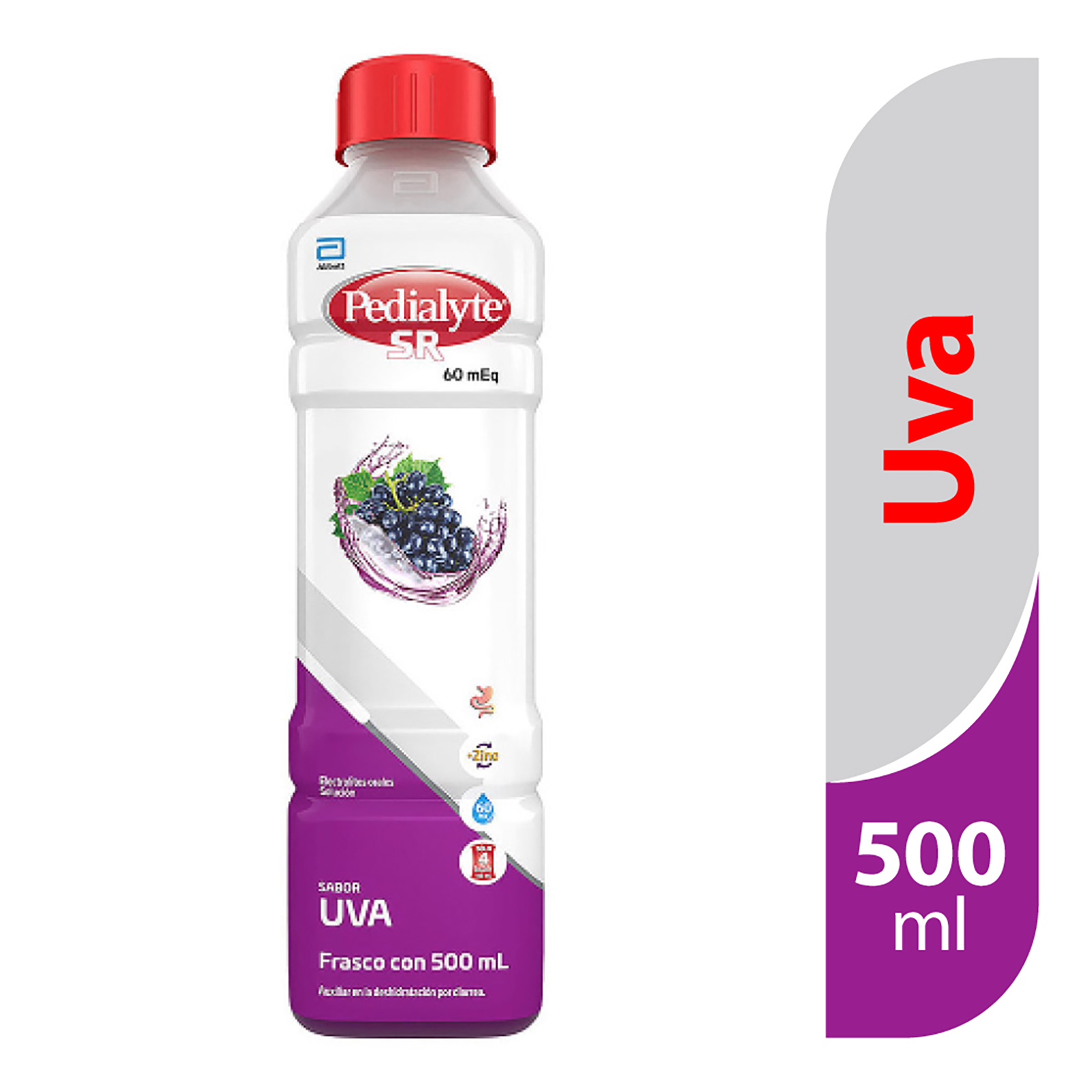 Pedialyte 60 meq oral uva 500 ml sol