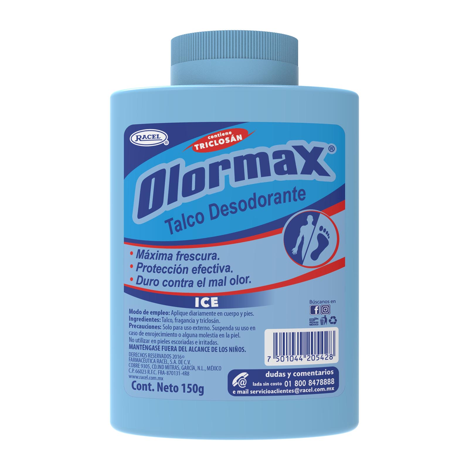 Farmacias del Ahorro | OLORMAX Ice Talco desodorante para pies 150 g ...