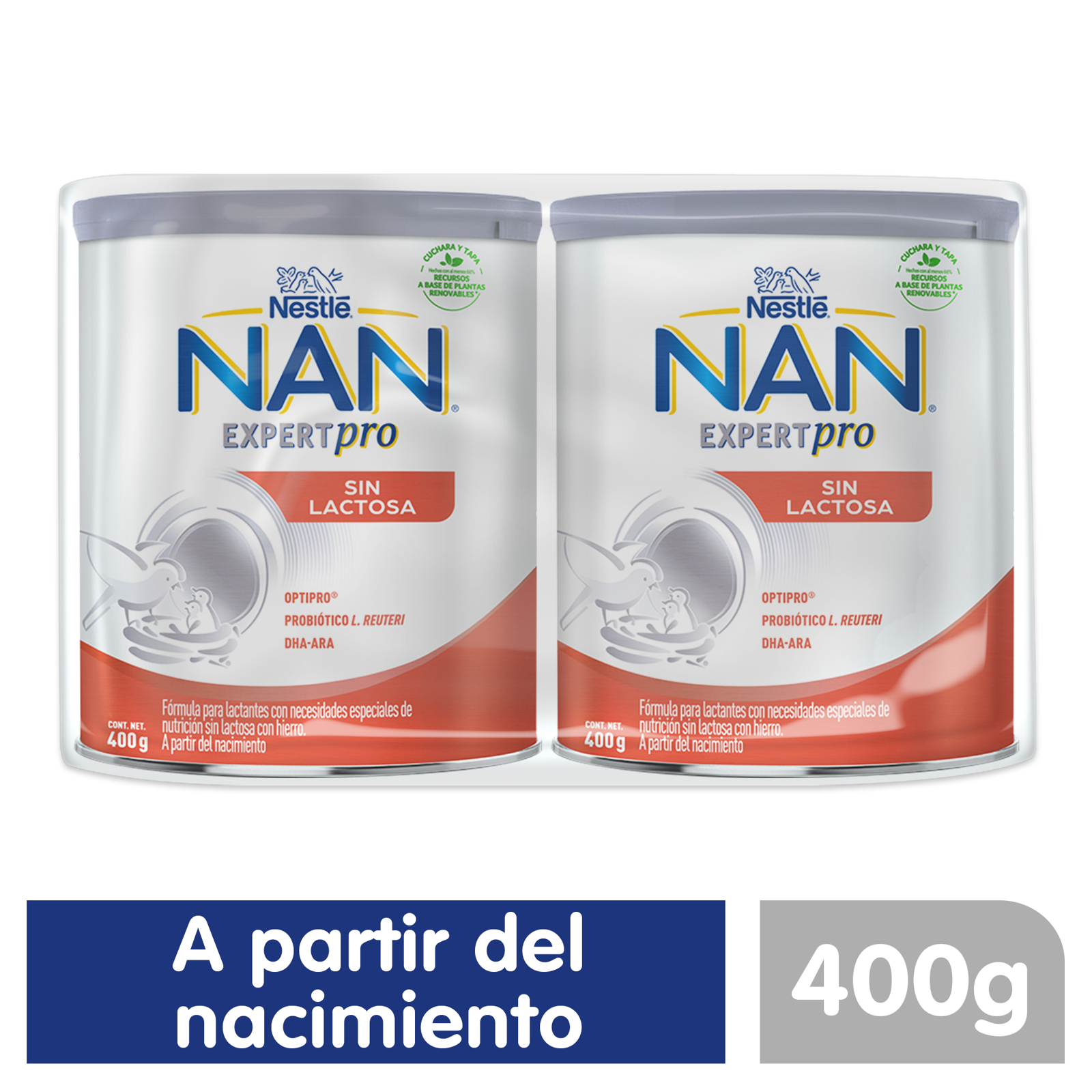 Fórmula Para Lactantes NAN Expert Pro Sin Lactosa 2 Latas de 400 g c/u