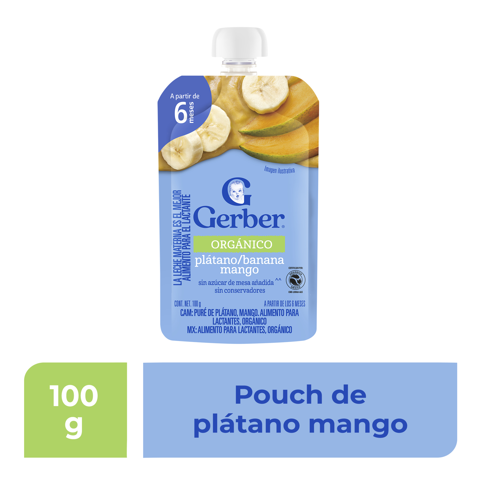 Gerber Orgánico Pure Platano Mango 100 gr
