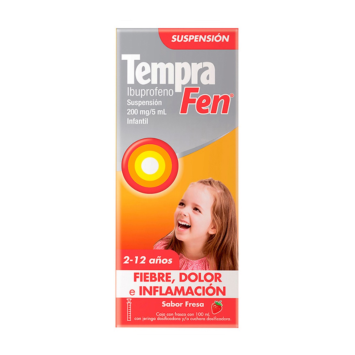 Tempra Fen Suspensión Infantil sabor Fresa 200 mg/5 ml 100 ml