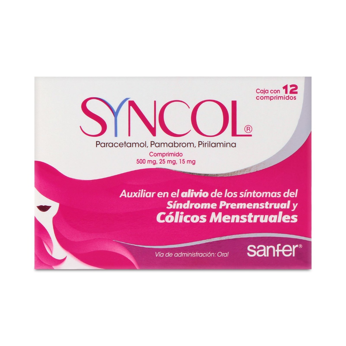 Syncol 500/25/15mg oral 12 comprimidos