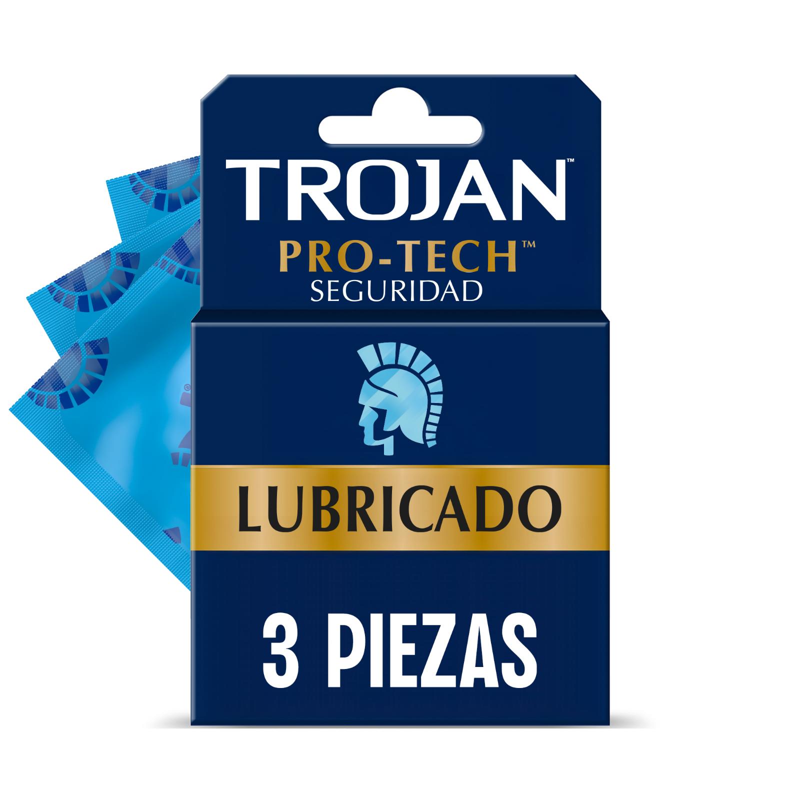 Trojan Condones Pro-Tech Caja con 3 piezas. Lubricados para Mayor Confort y Sensibilidad