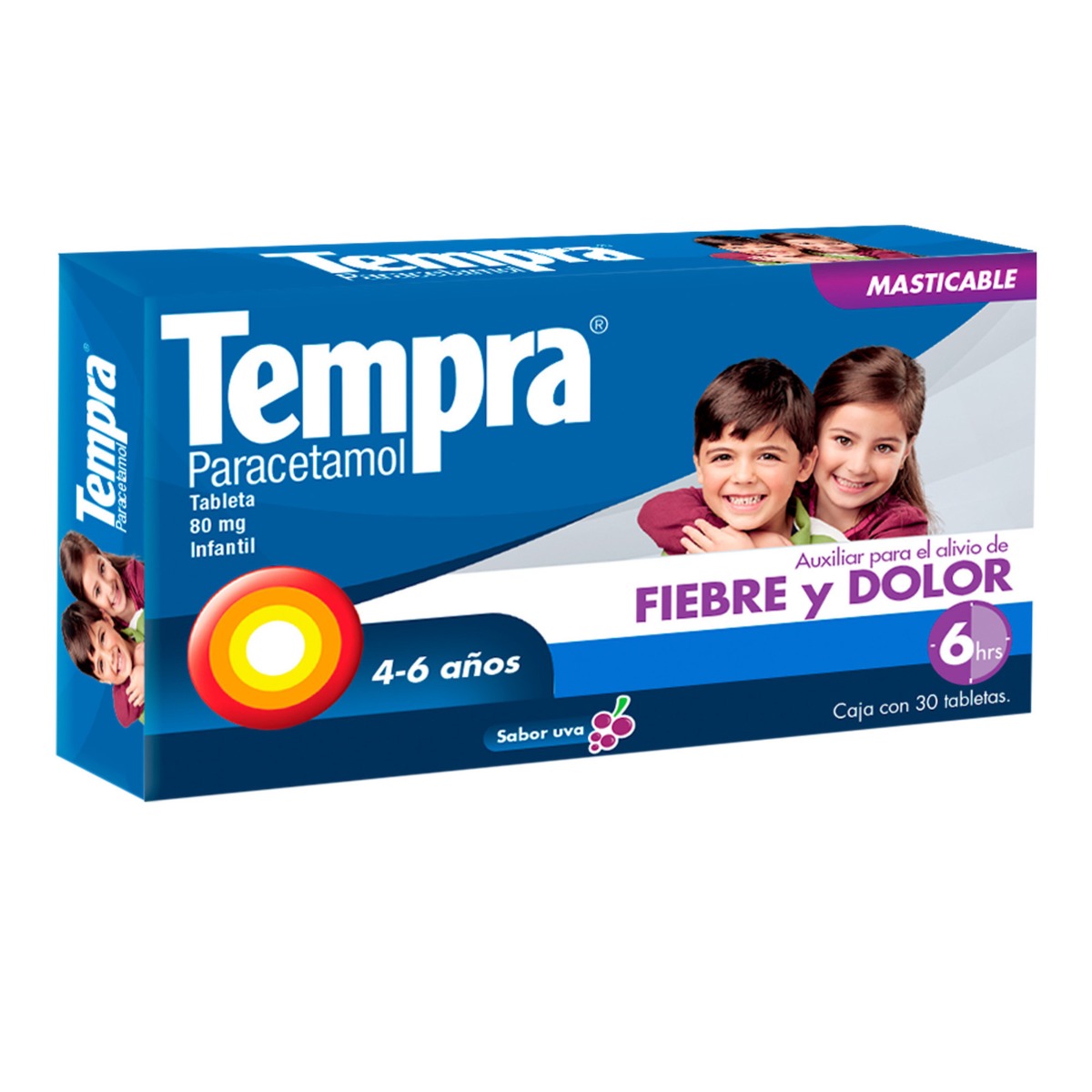 Tempra 80 mg mast oral 30 tabletas