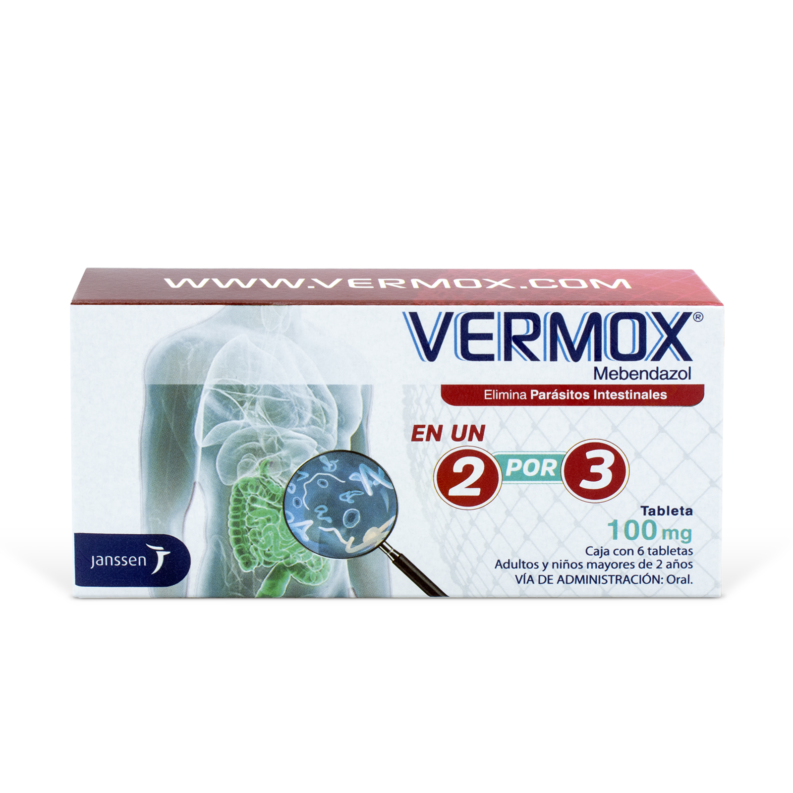Vermox 100 mg oral 6 tabletas
