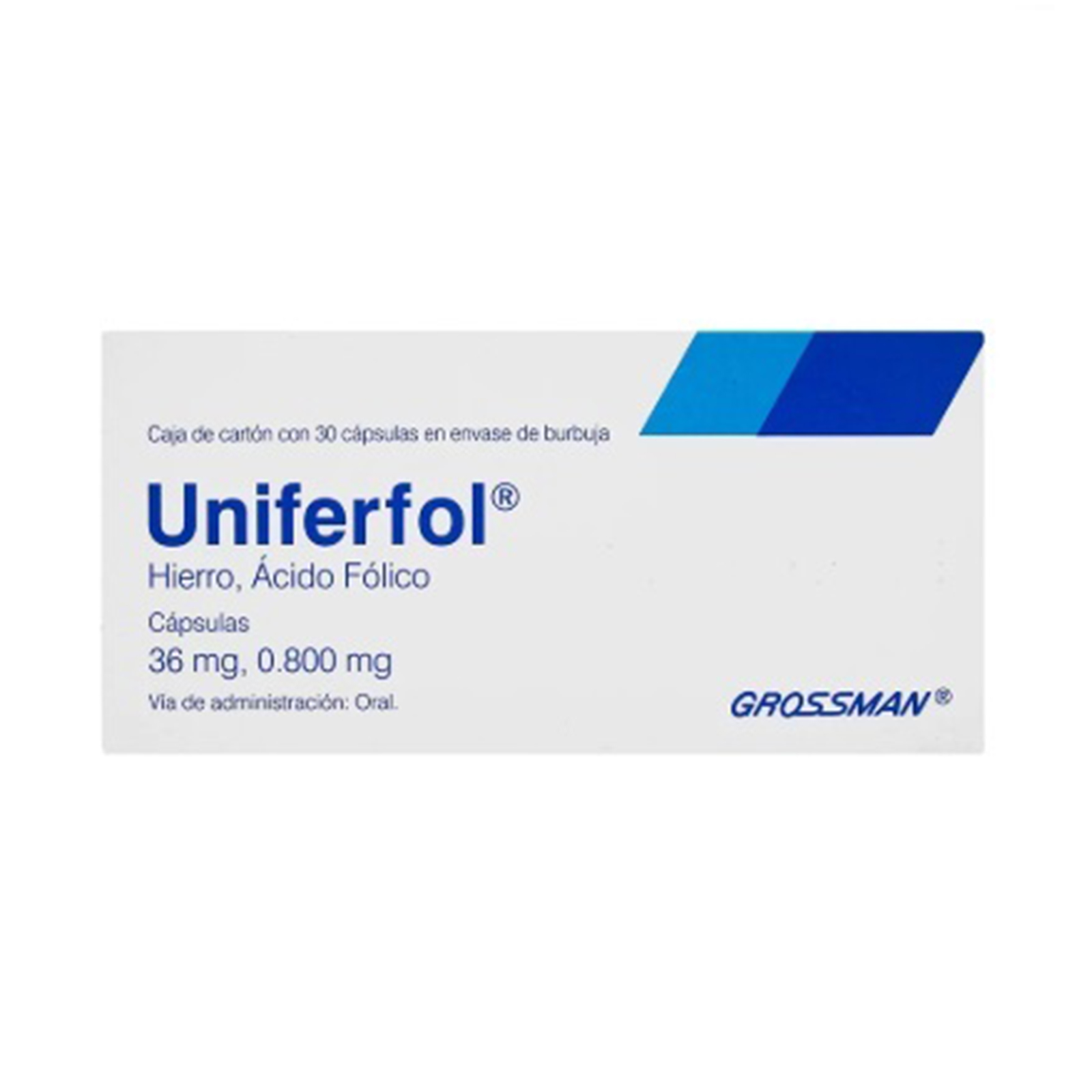 Farmacias del Ahorro | Uniferfol 36/0.80 mg oral 30 capsulas | Tienda ...