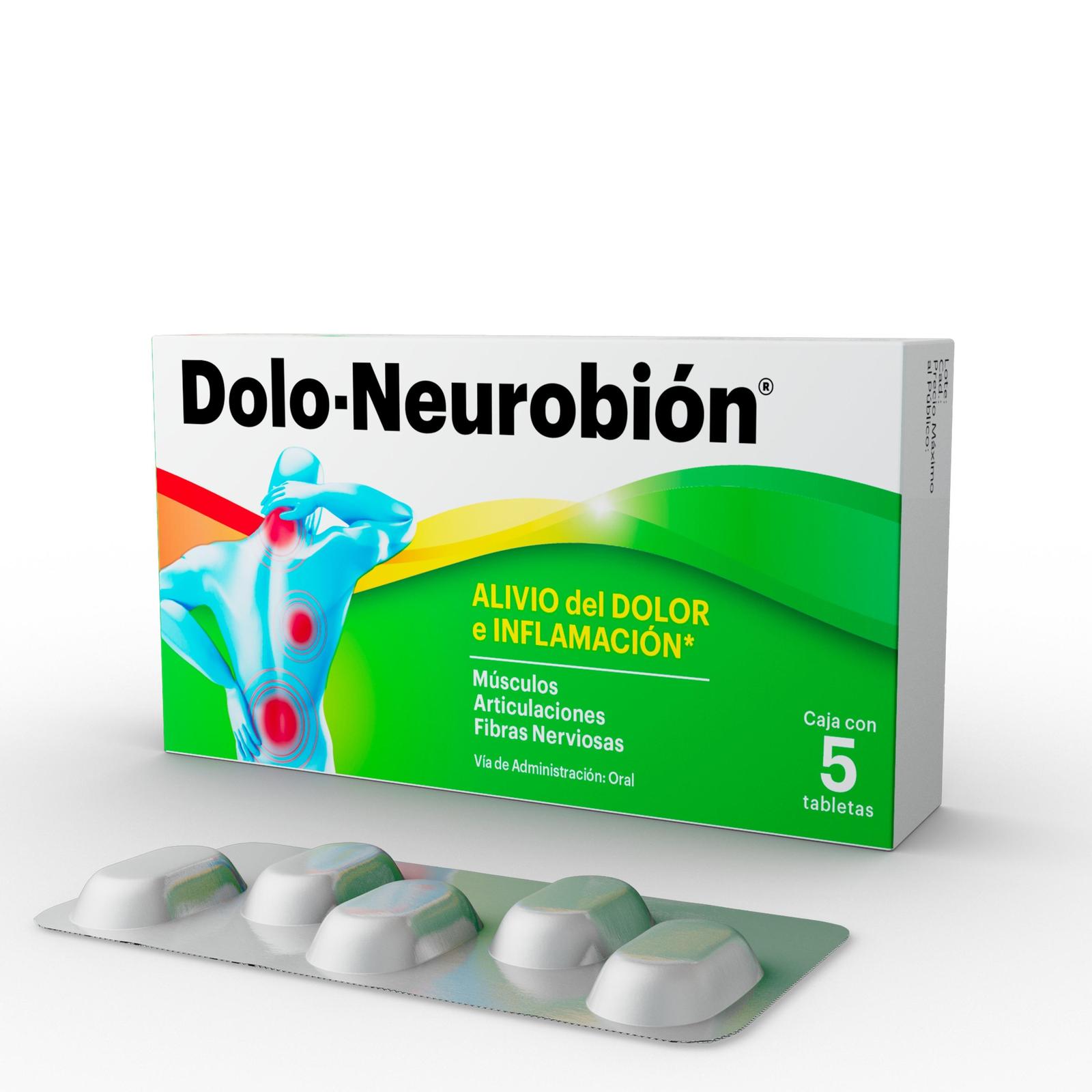 Dolo-Neurobión Analgésico para el dolor e inflamación con Diclofenaco 5 tabletas