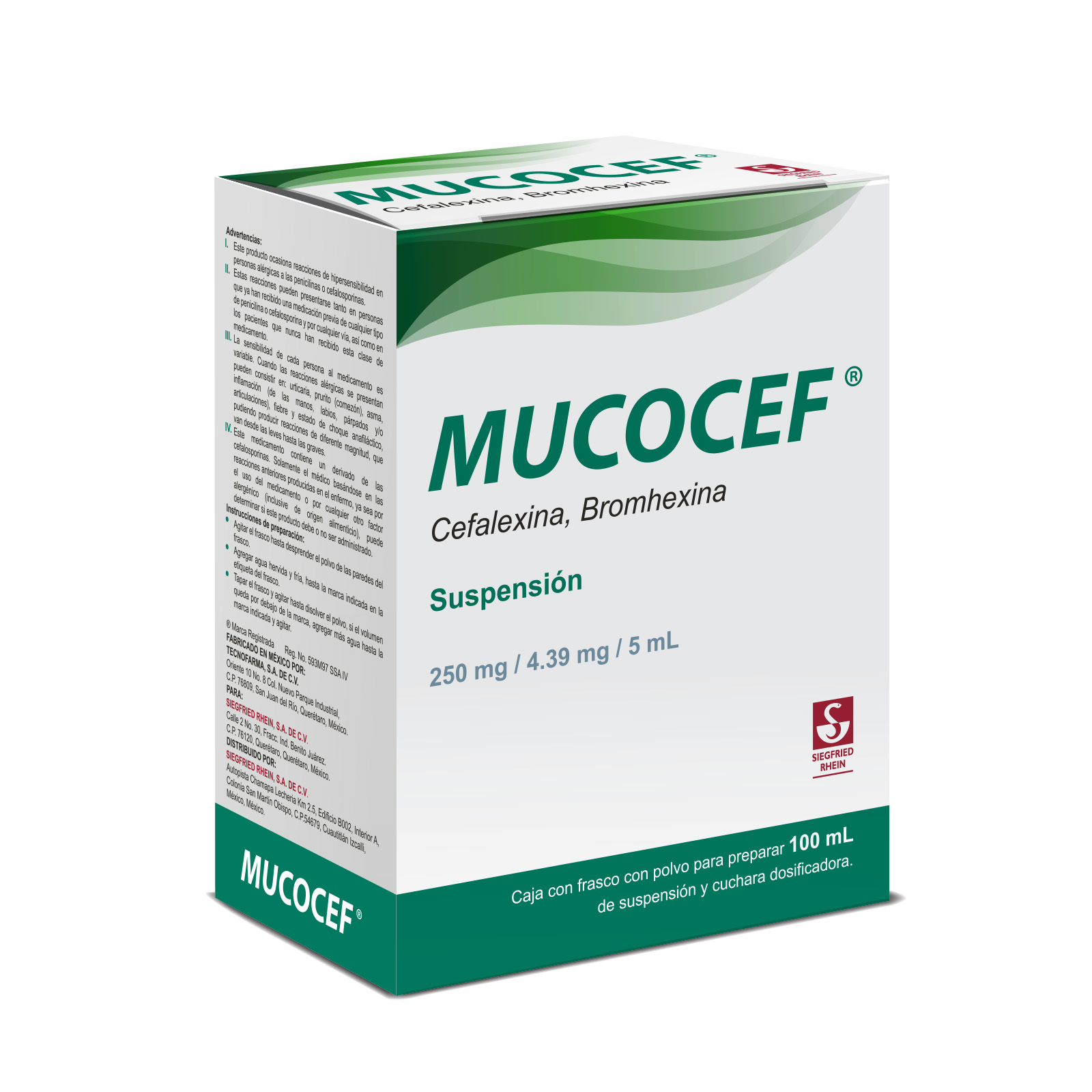 Farmacias del Ahorro | Mucocef 250 mg/ 4.39 mg/ 5 ml suspensión oral ...