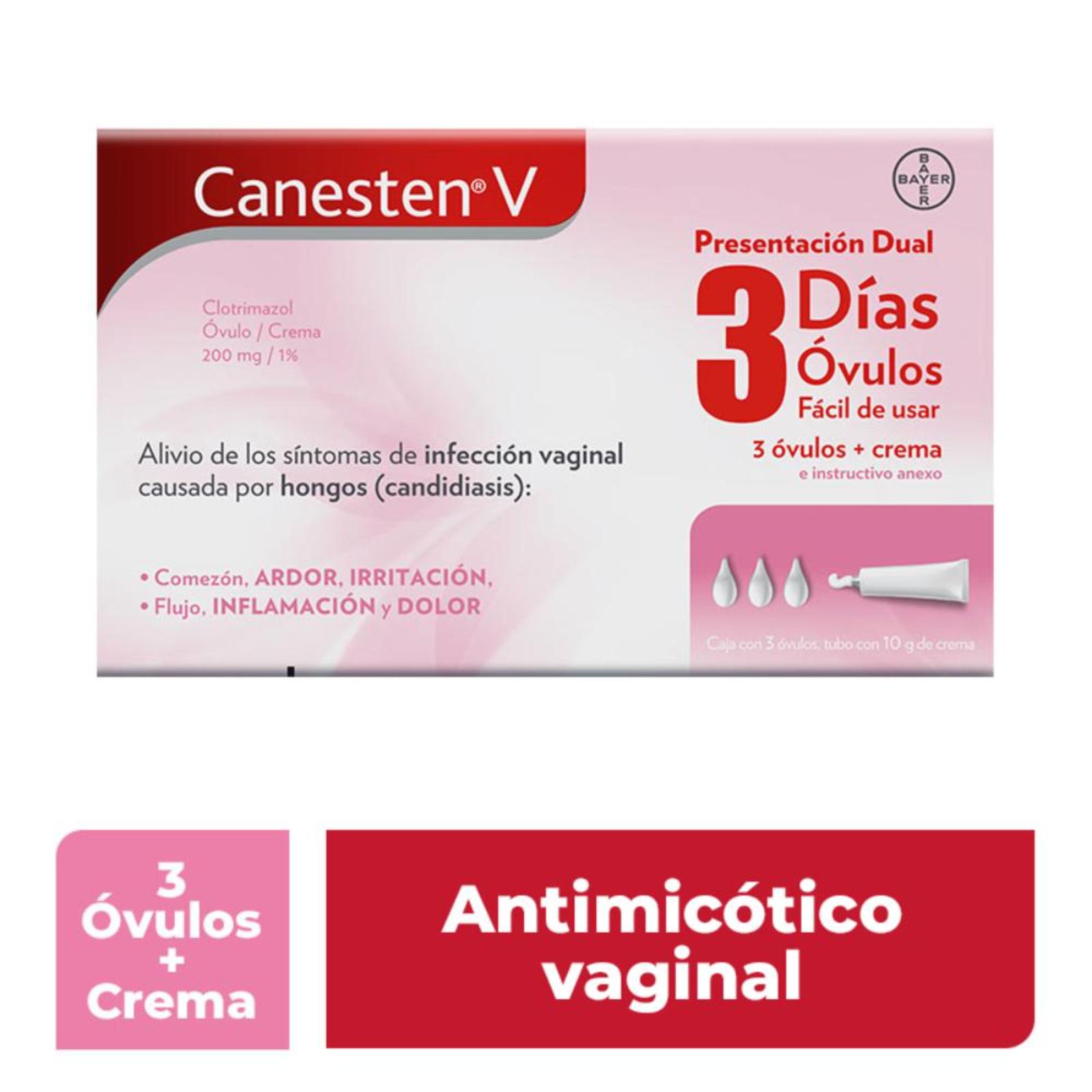 Canesten V Dual Infecciones Vaginales Clotrimazol 1 Crema 3 Óvulos