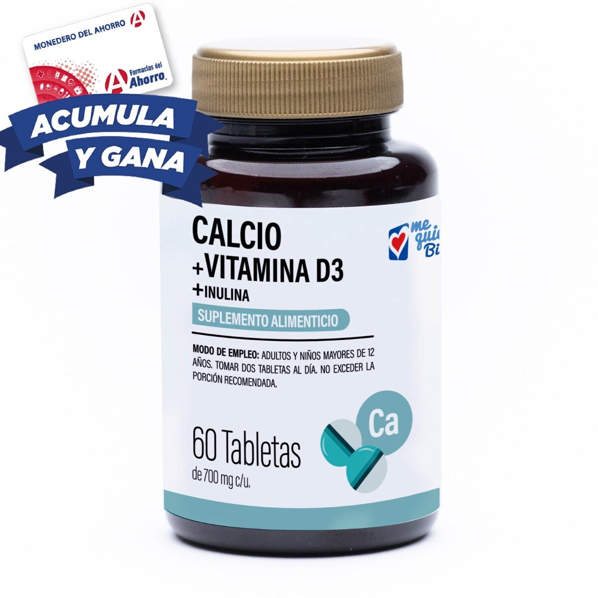 Calcio + Vitamina D3 60 tabletas Me Quiero Bien