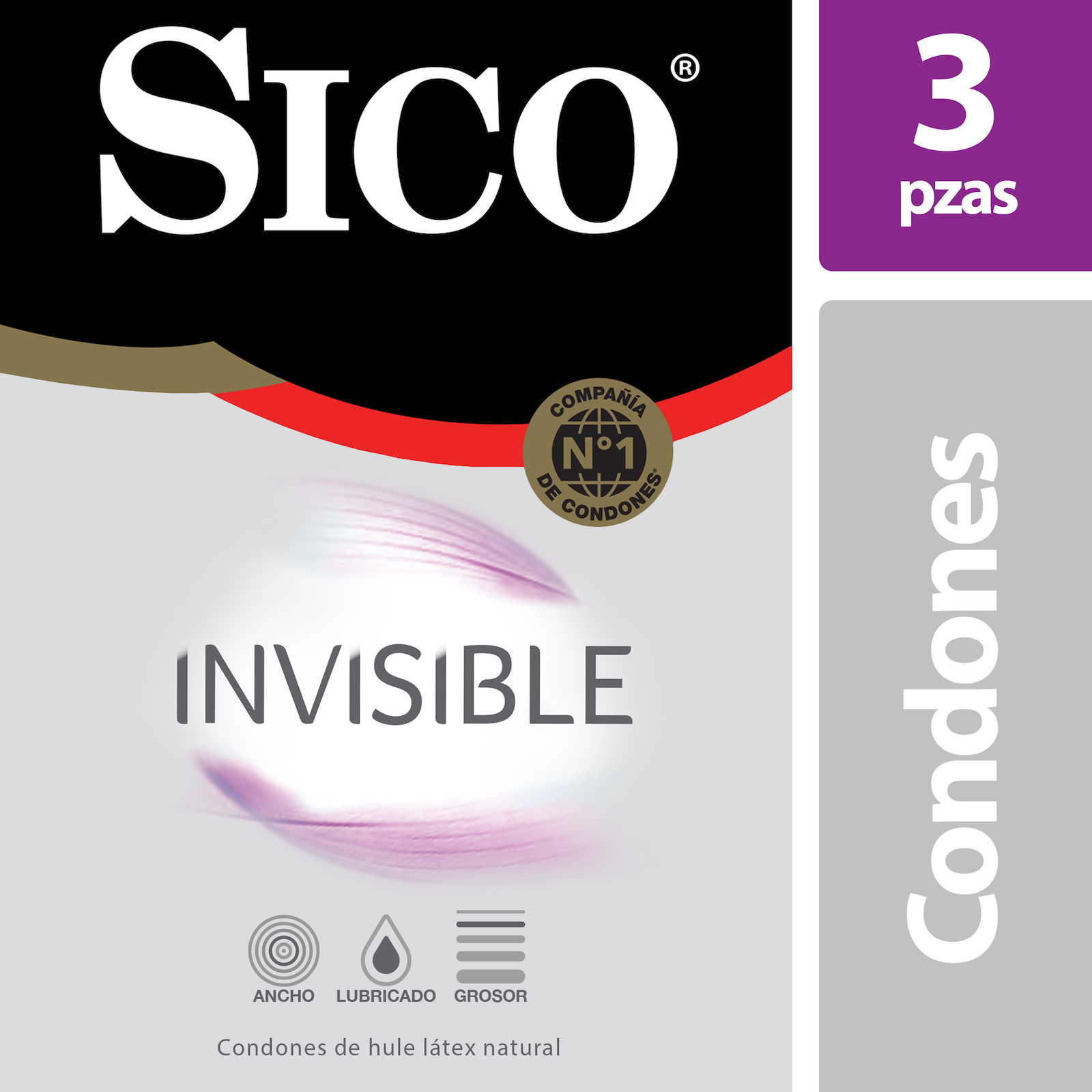 Sico Invisible Ultra Sense Condones de hule látex natural cartera con 3 piezas