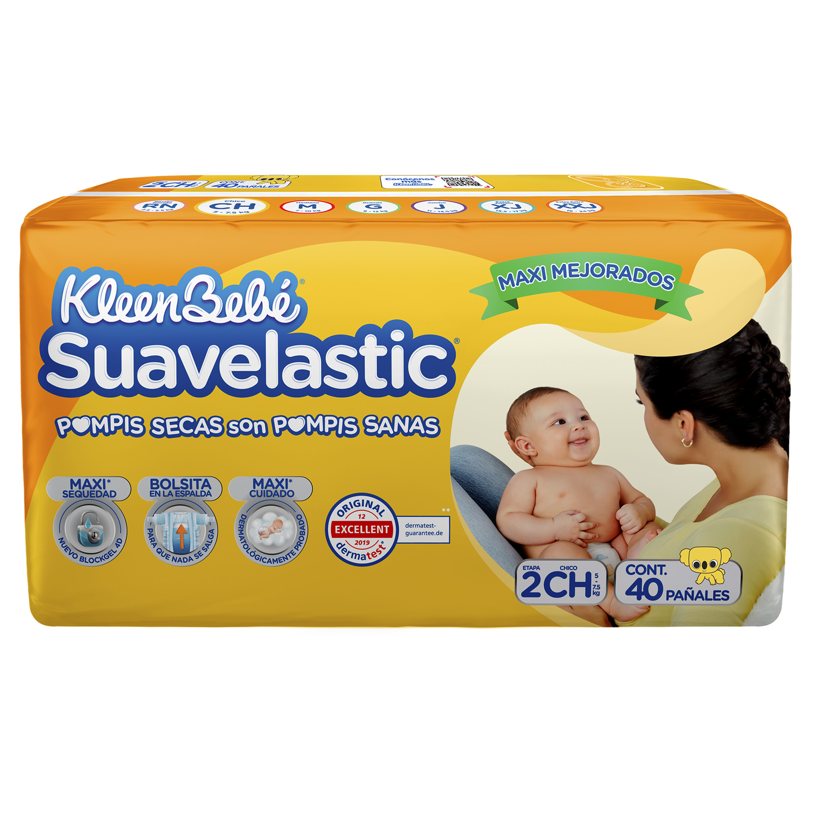 Pañal kleen bebe suavelastic max ch  38pzs