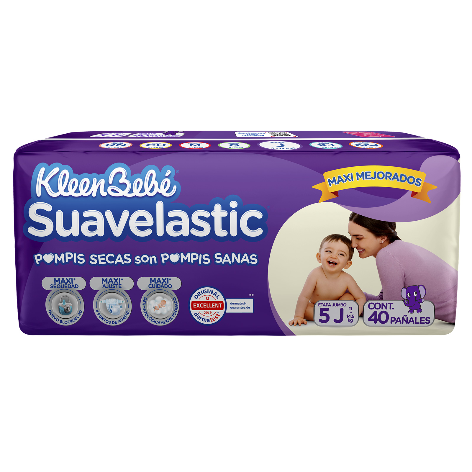 Pañal Kleen Bebe Suavelastic Max Jumbo Etapa 5 40 Piezas