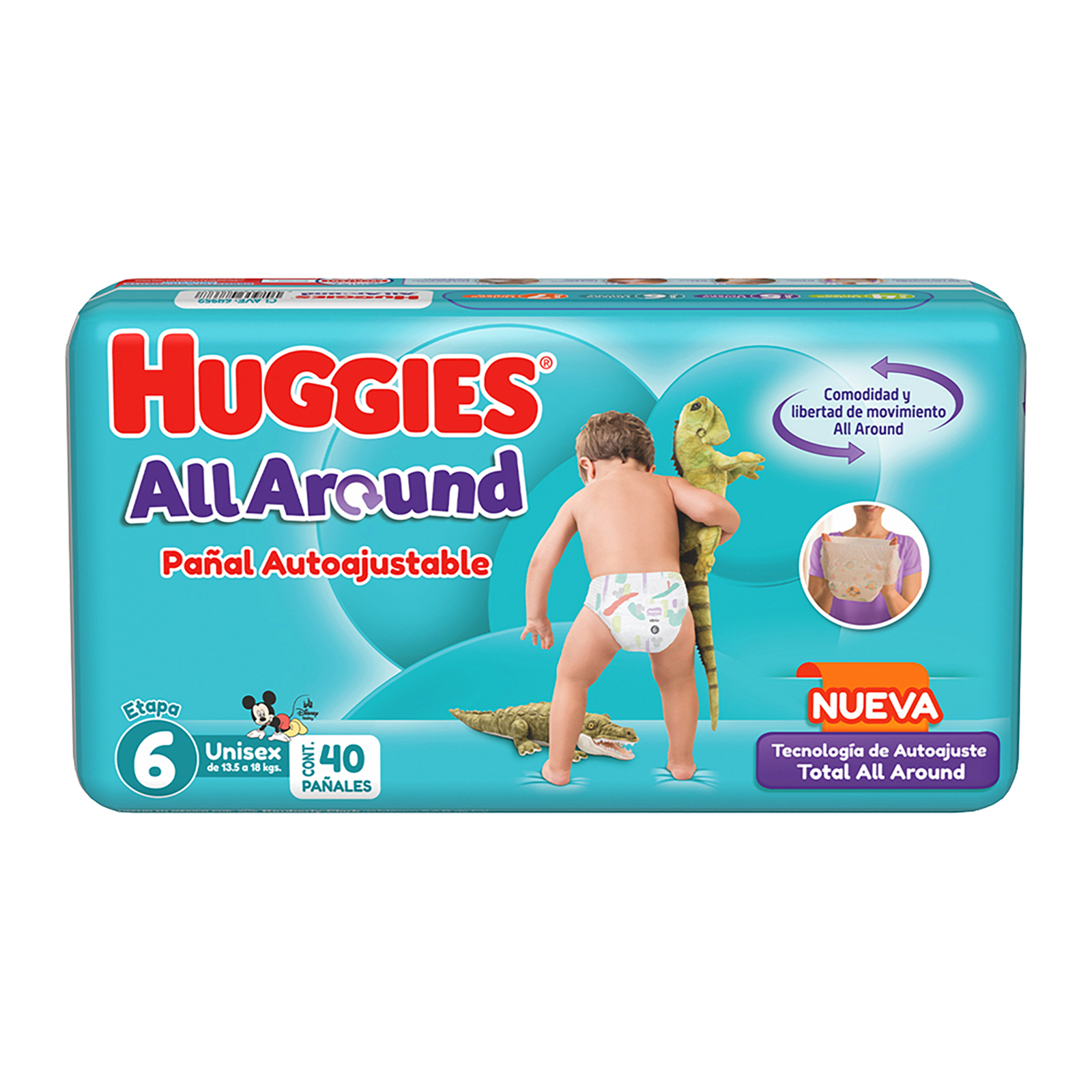 Pañal huggies all around et 6 unisex 40pzs