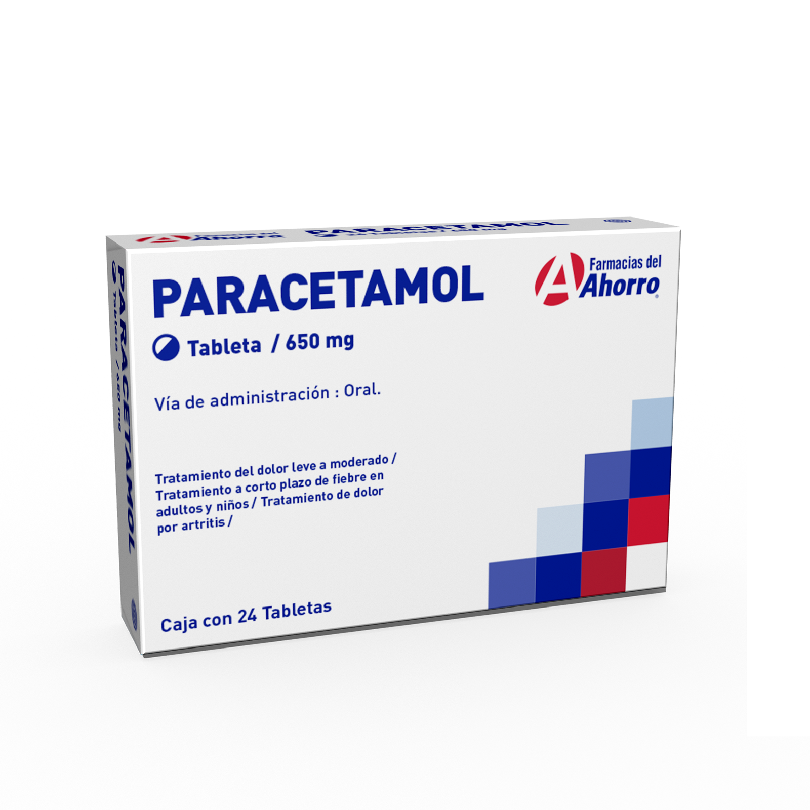 Paracetamol 650 mg Oral 24 tabletas Marca del Ahorro