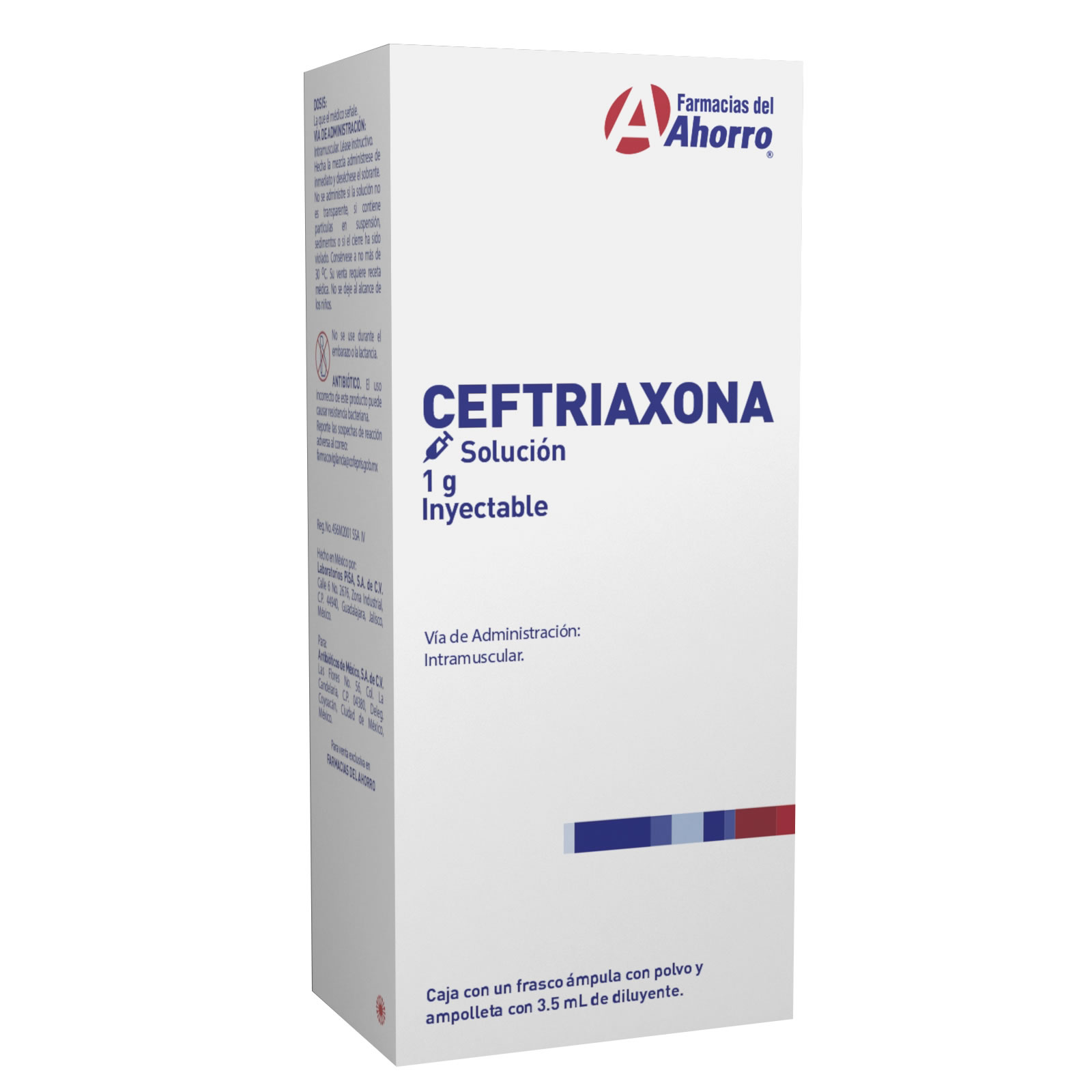 Farmacias del Ahorro | Marca del Ahorro Ceftriaxona 1 gr Im 3.5 ml ...