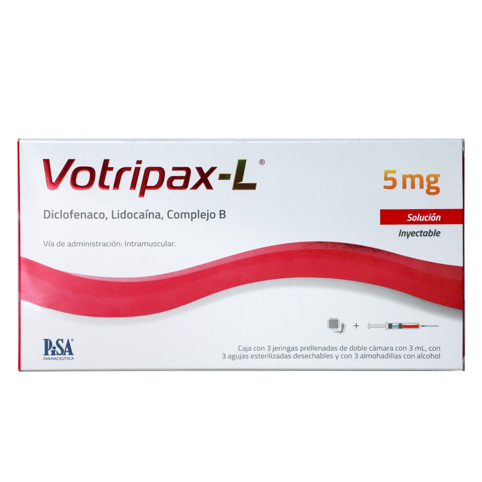 VOTRIPAX-L 5 mg Soluci&oacute;n Inyectable 3 Jeringas 3 ml