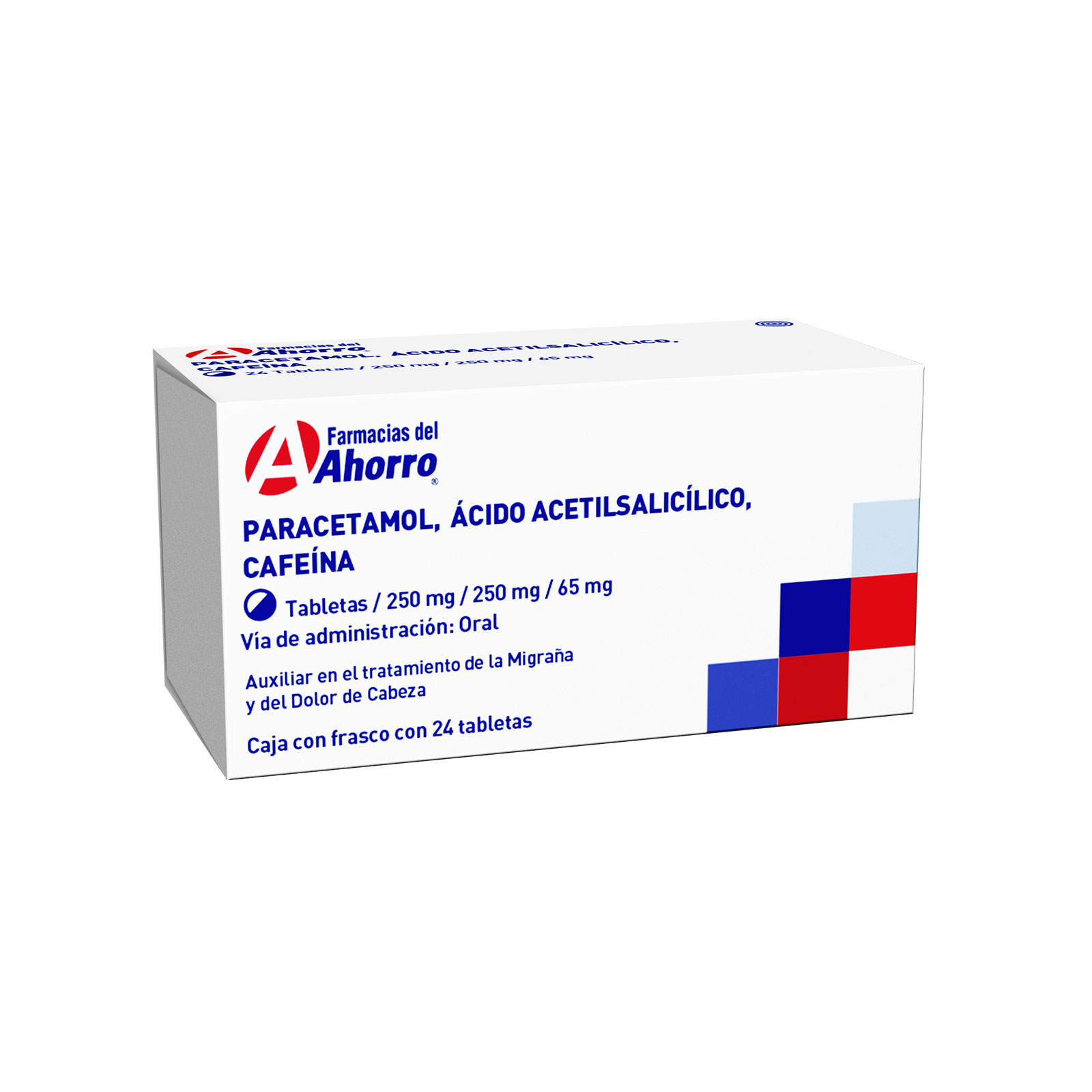 Paracetamol/Ácido Acetilsalicílico/Cafeína 24 tabletas Marca del Ahorro