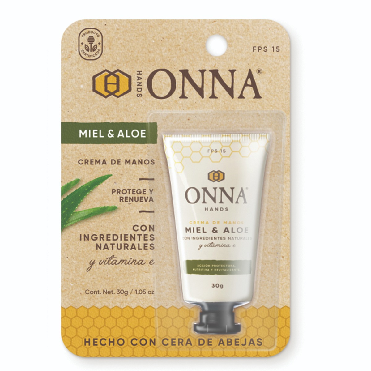 Onna Crema para Manos Miel con Aloe 30 Gr
