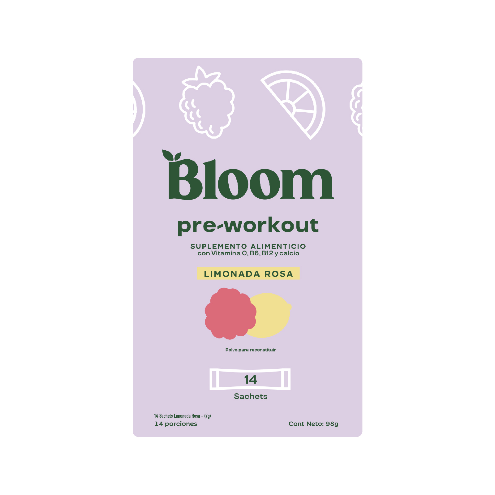 Farmacias del Ahorro | Bloom Pre Workout Limonada Rosa 14 Sachets ...