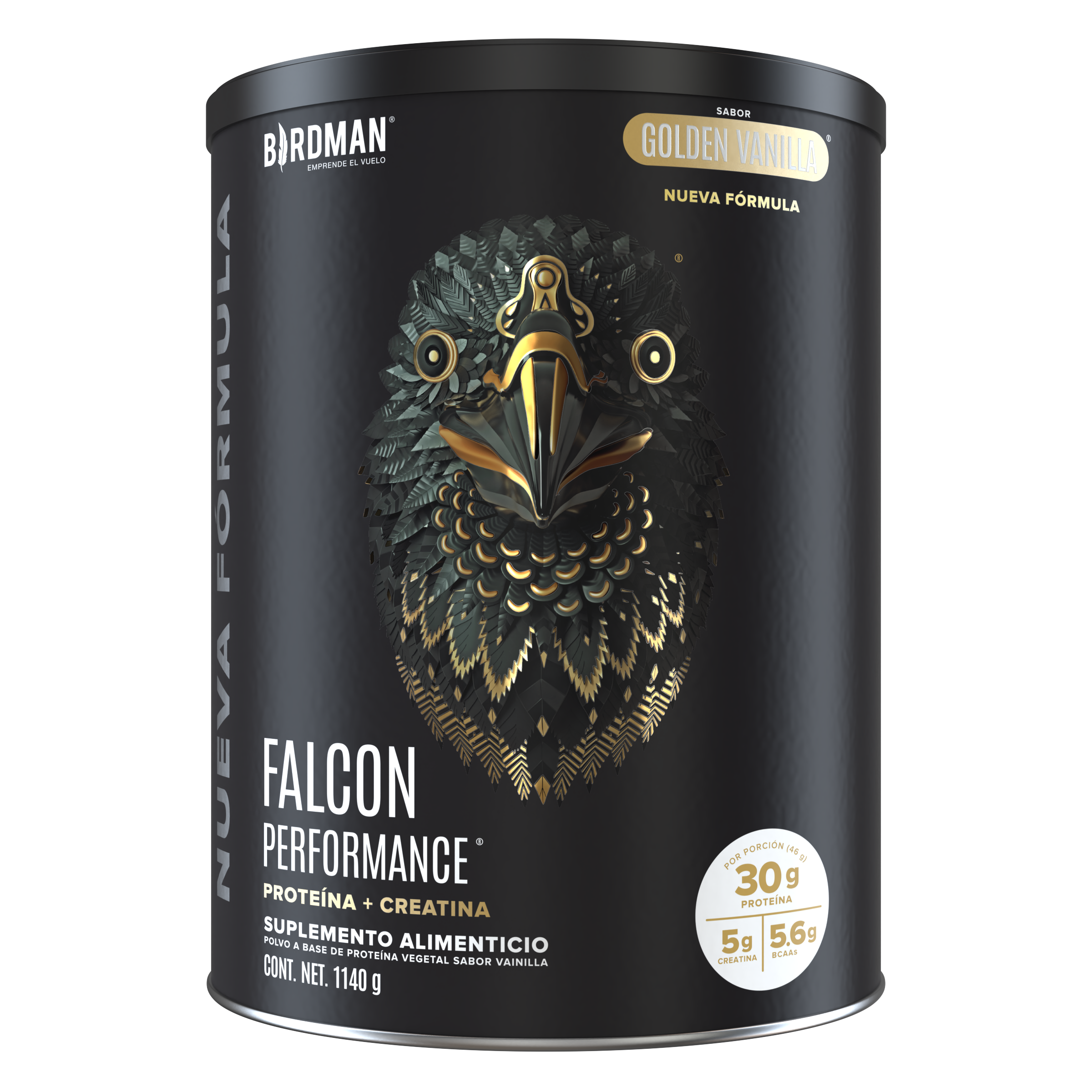 Prote&iacute;na Vegetal Birdman Falcon Performance Sabor Golden Vainilla - 1.14 kg