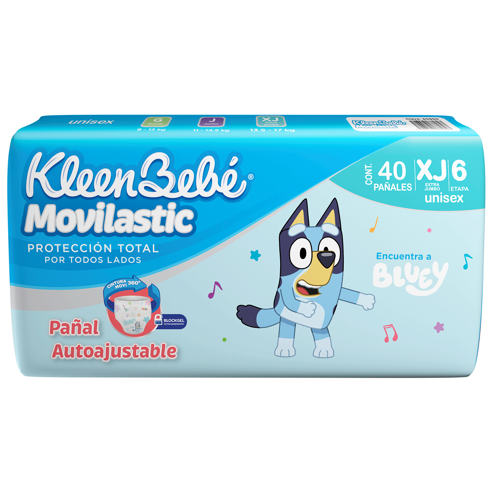 Pañal kleen bebe movilastic extra jumbo 40 pzs