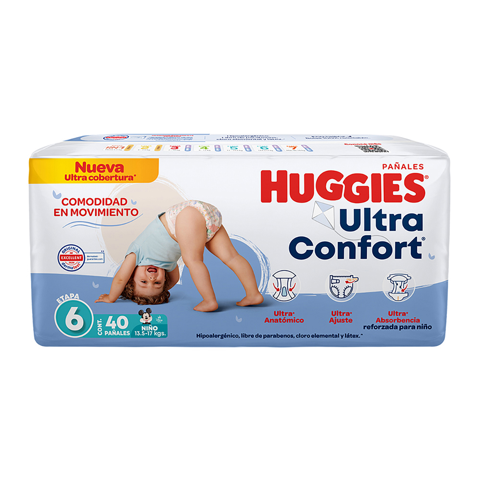 Pañal huggies ultraconfort  et 6 niño 40 pzs