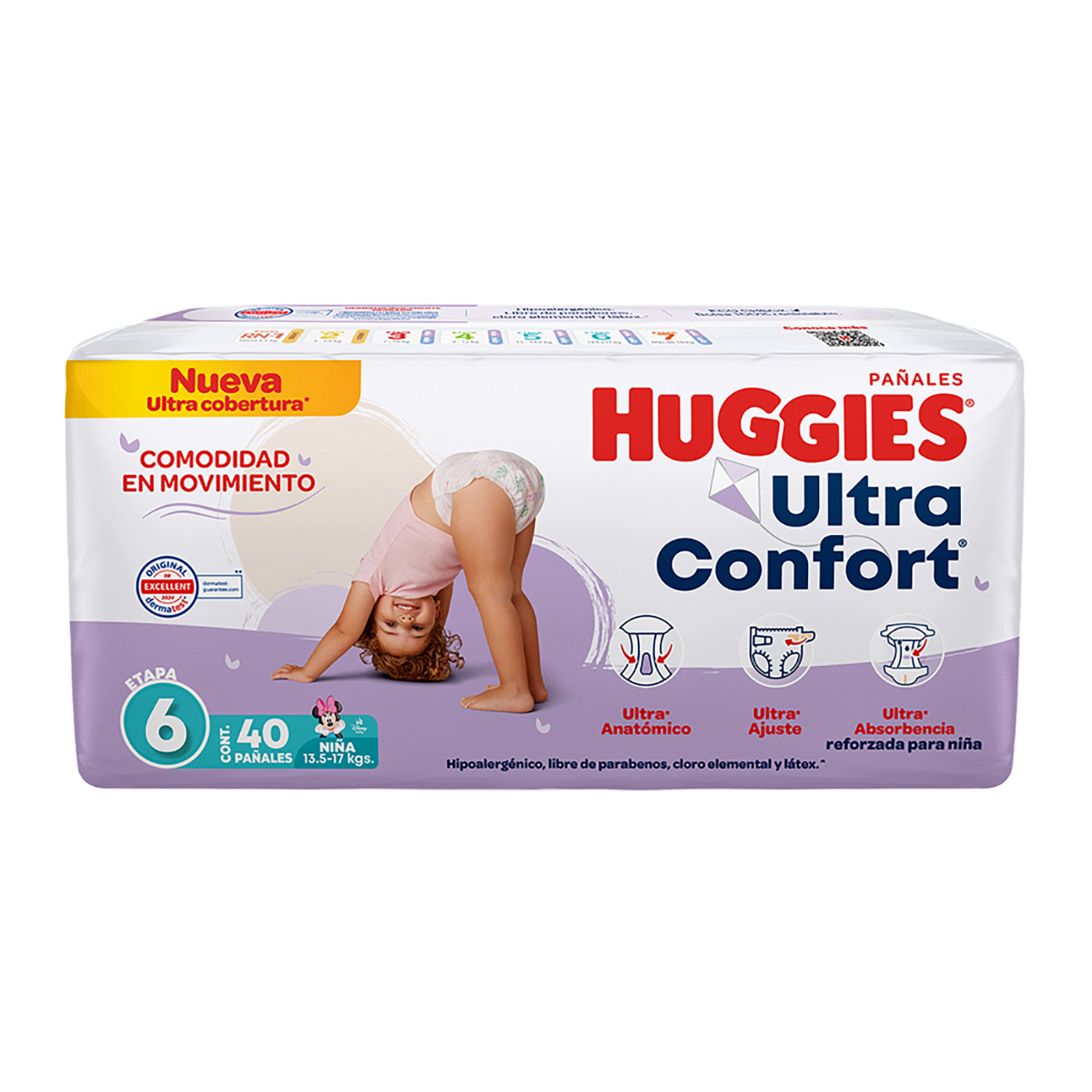 Pañal huggies ultraconfort  et 6 niña 40 pzs