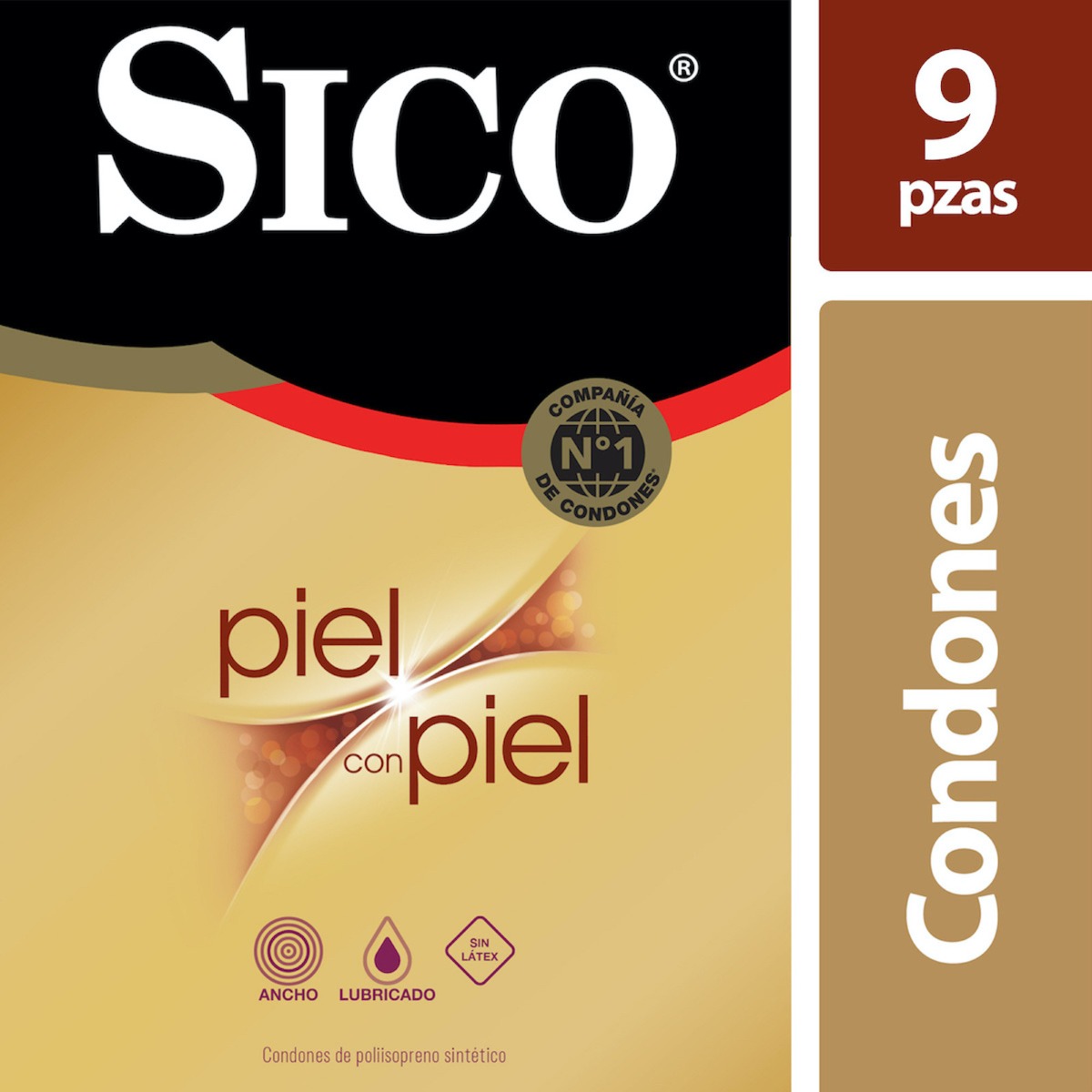 Sico Piel con Piel Condones sin Látex Cartera con 9 pz