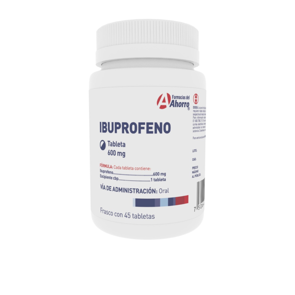 Farmacias del Ahorro | Ibuprofeno Tableta 600 mg 45 Tabs Marca del ...