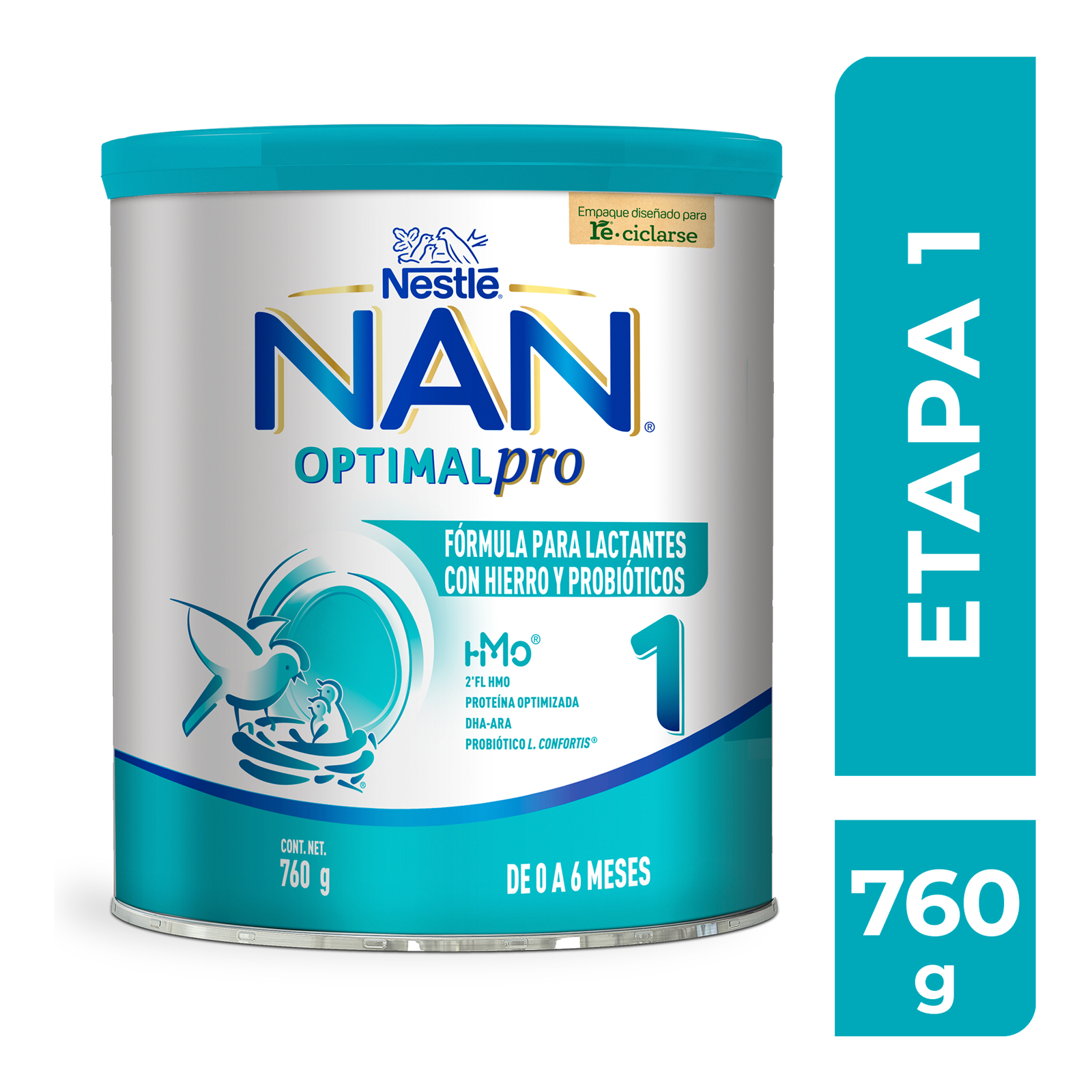 Nestlé NAN Optimal Pro, Fórmula para Lactantes, Etapa 1, Lata 760 gr