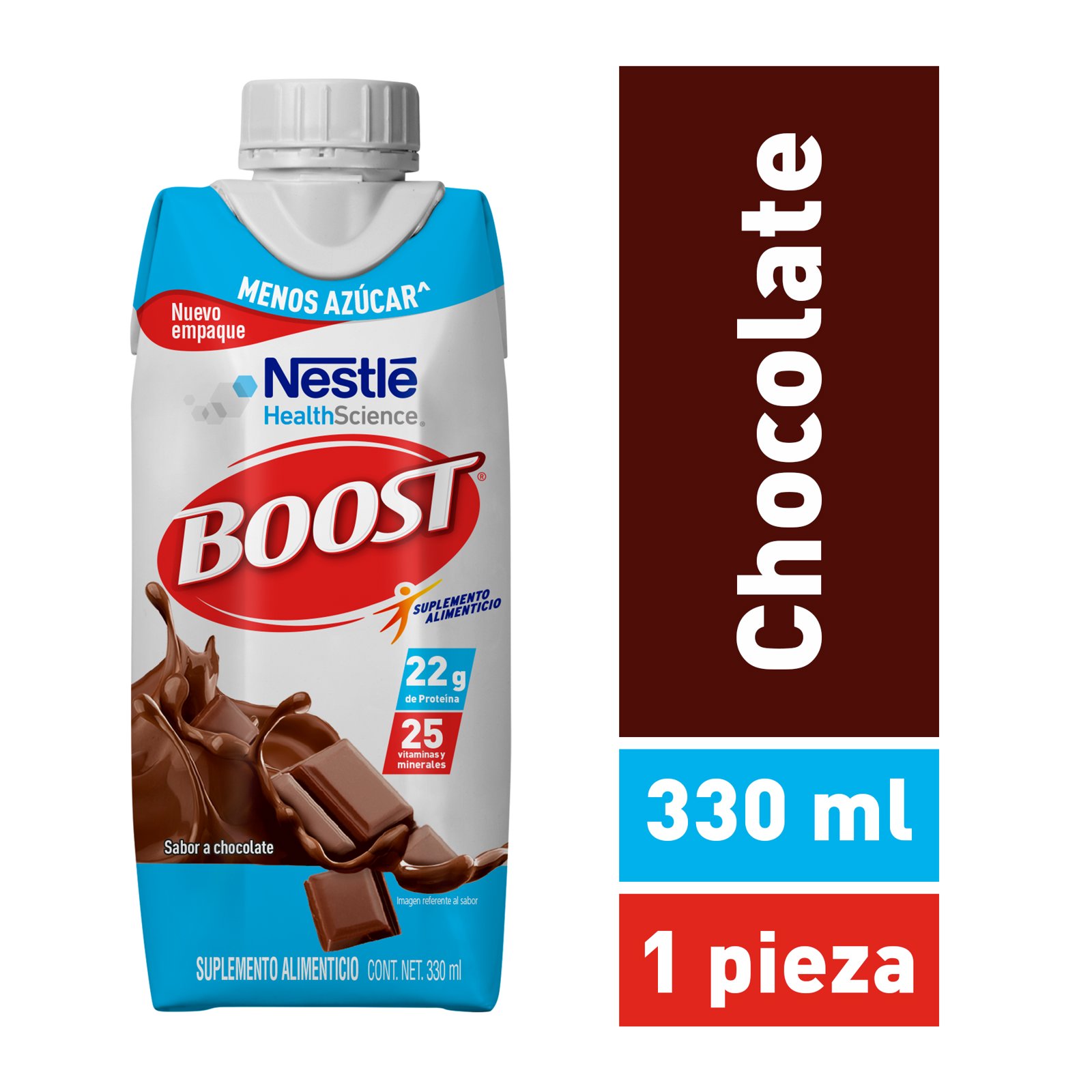 Boost Menos Azúcar Suplemento Alimenticio Chocolate 330 ml