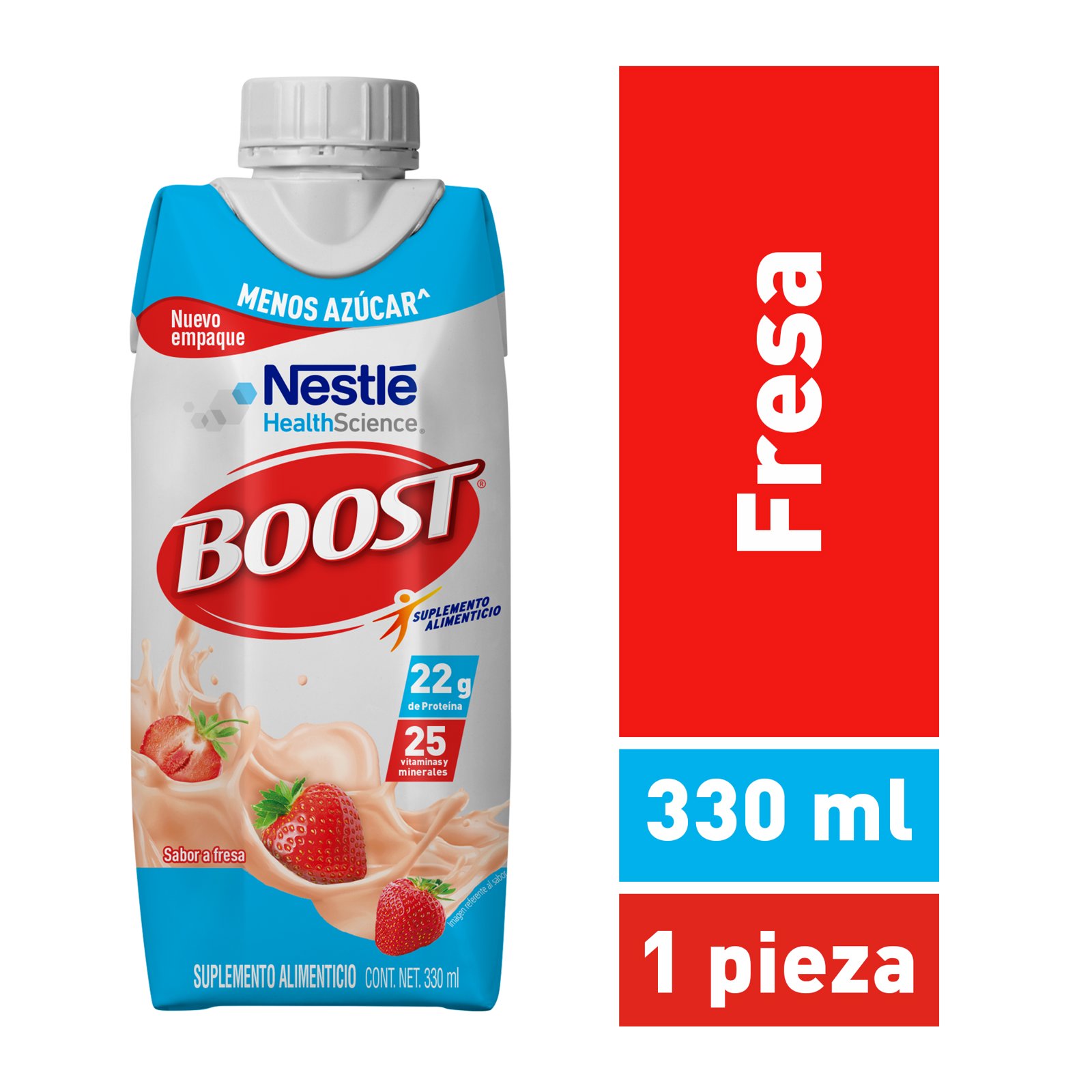 Boost Menos Azúcar Suplemento Alimenticio Fresa 330 ml