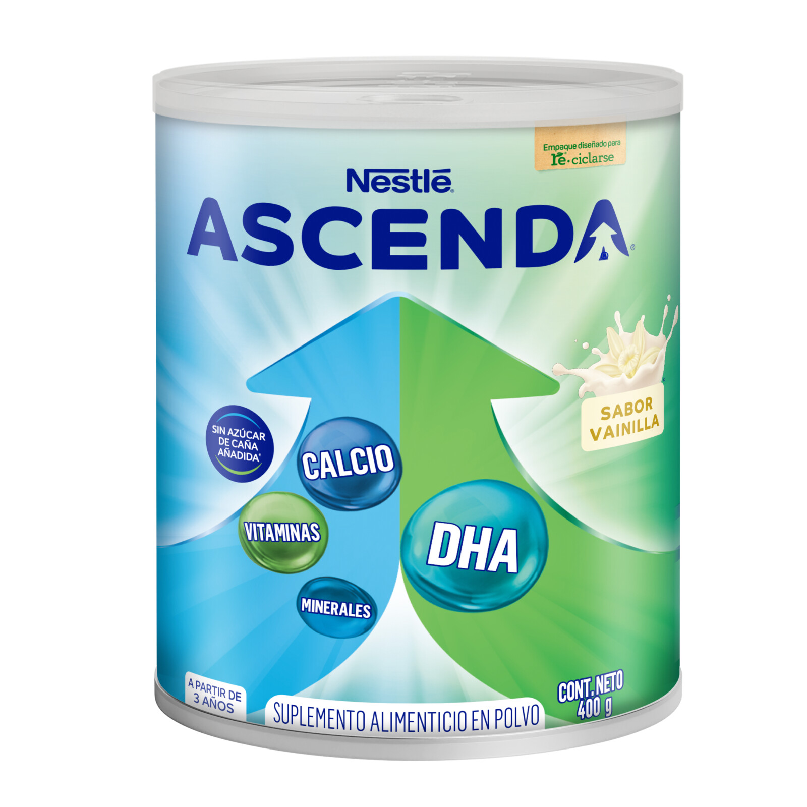Ascenda Suplemento Alimenticio Polvo Sabor Vainilla 400 gr