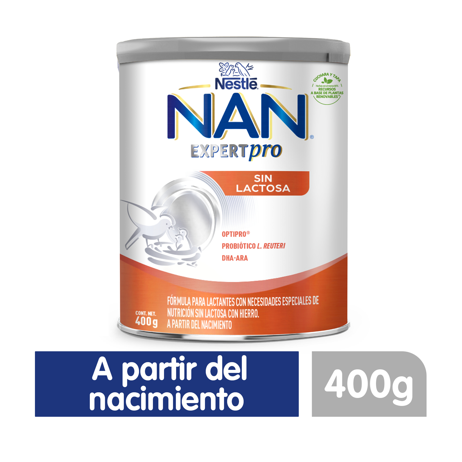 NAN Expert Pro Sin Lactosa Fórmula Para Lactantes A Partir del Nacimiento Lata 400 g