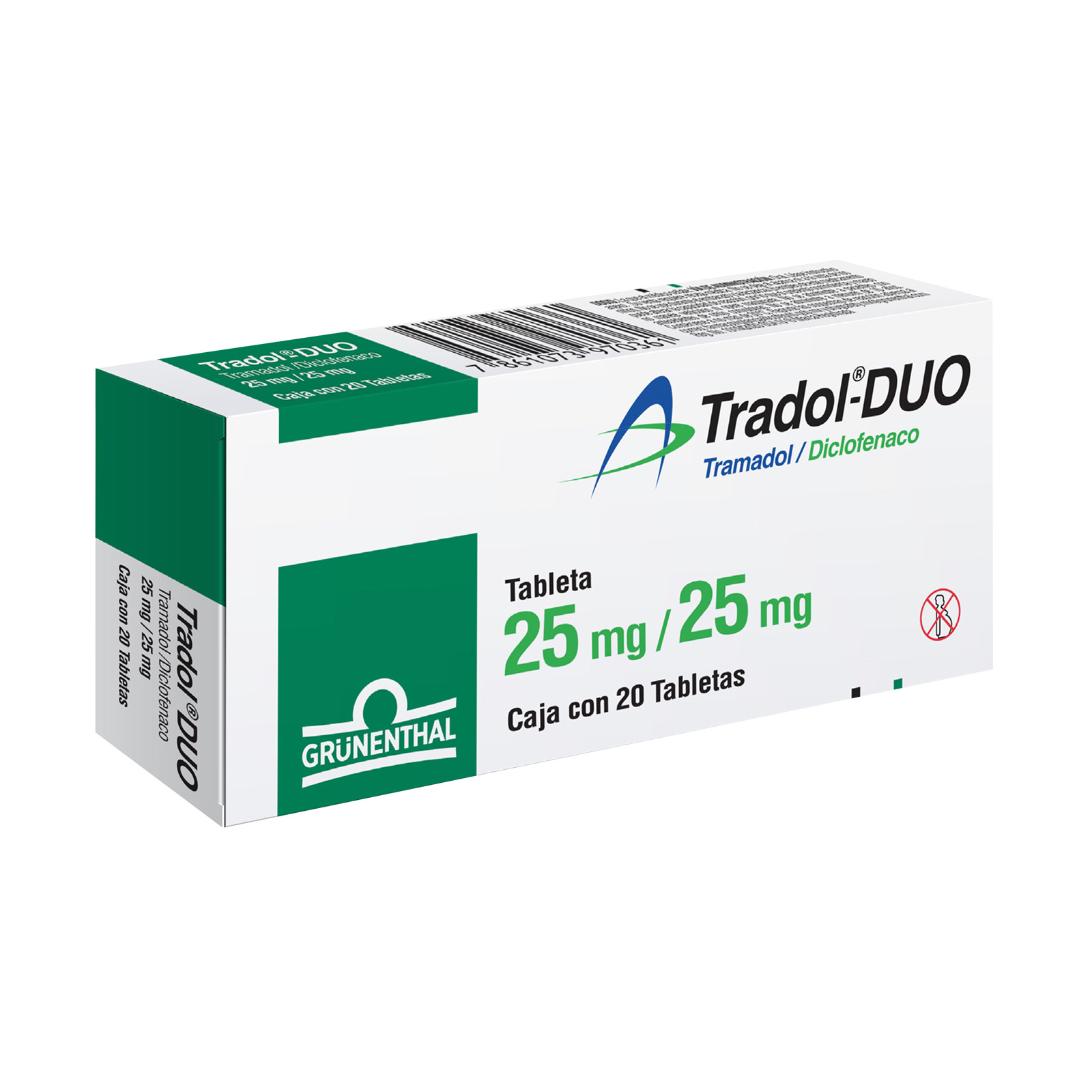 Tradol Duo 25 mg / 25 mg con 20 tabletas