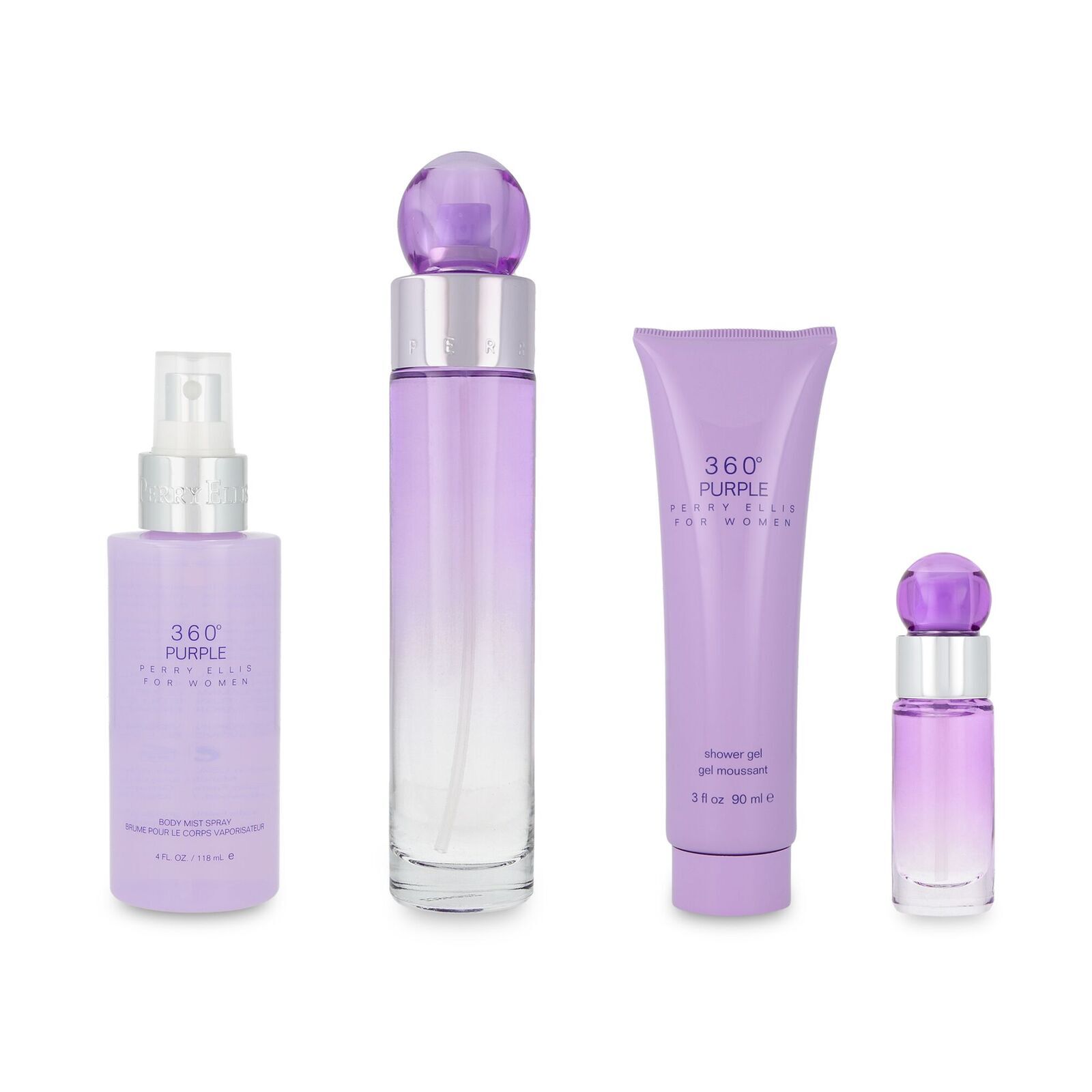 Set Perry Ellis 360° Purple Eau de Parfum Mujer 100 ml 4 Piezas