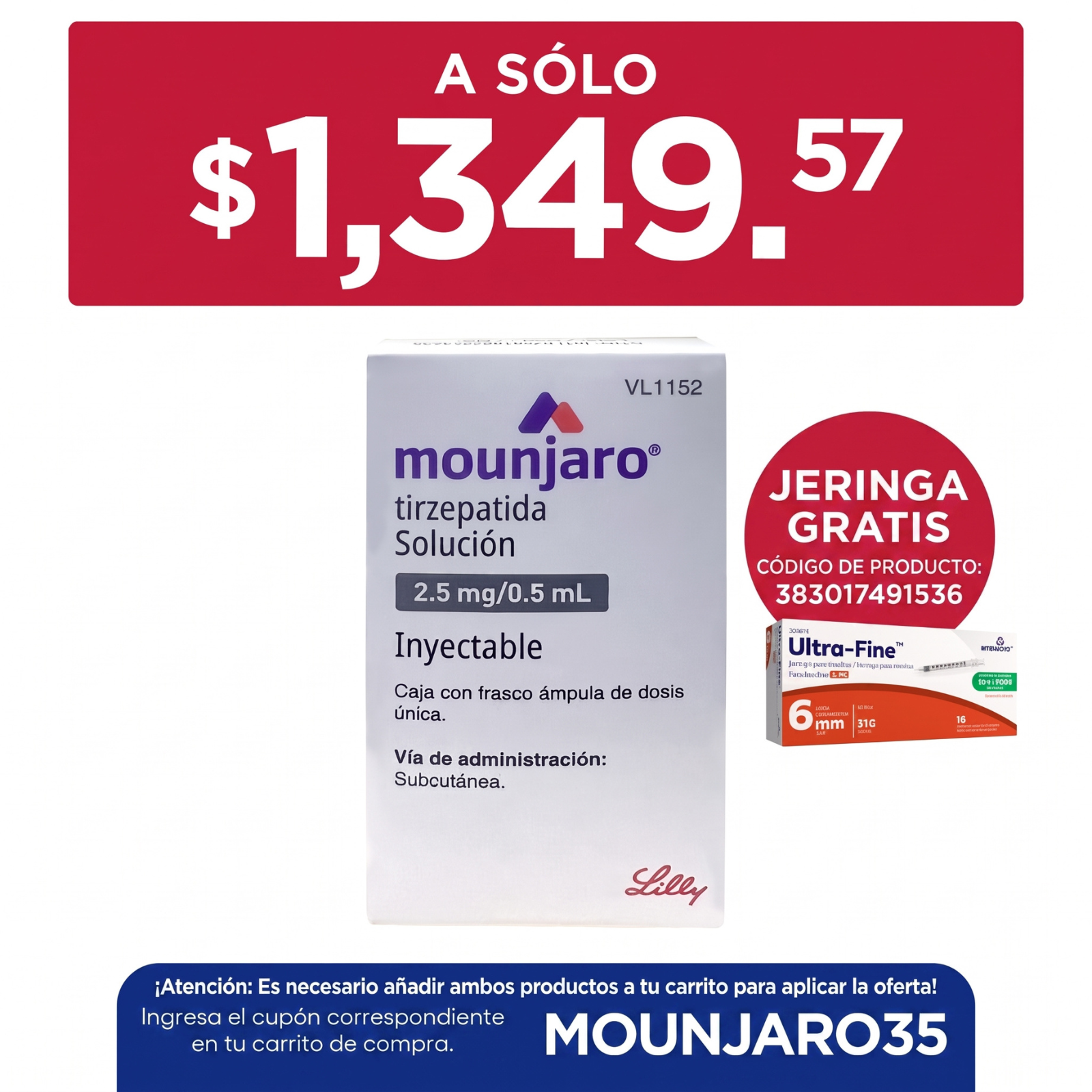 Mounjaro 2.5 mg/0.5 ml 1 Frasco